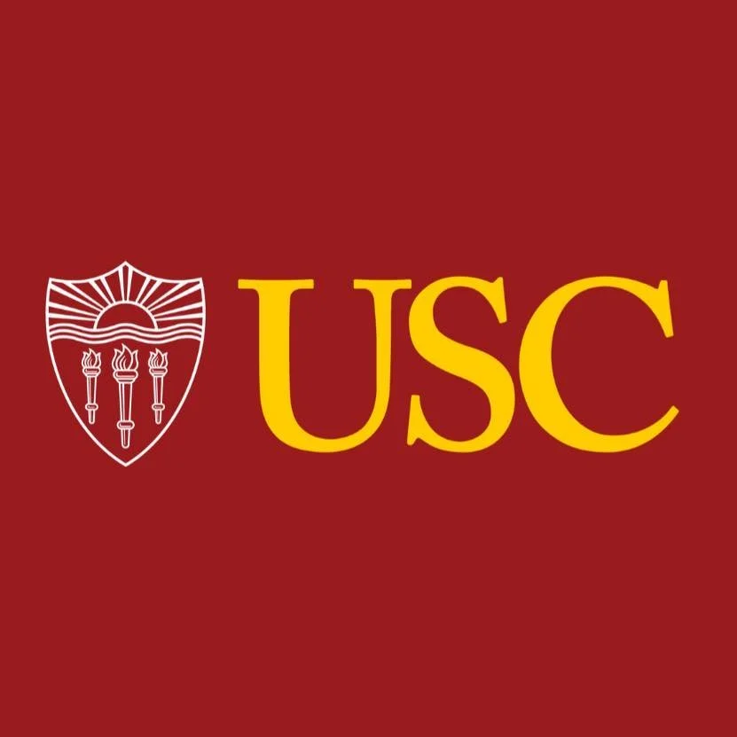 USC logo with a shield emblem and three torches on a red background.
