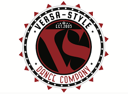 Logo with a circular design, black and red colors, featuring the text 'Versa-Style Dance Company' and 'Est. 2005'.