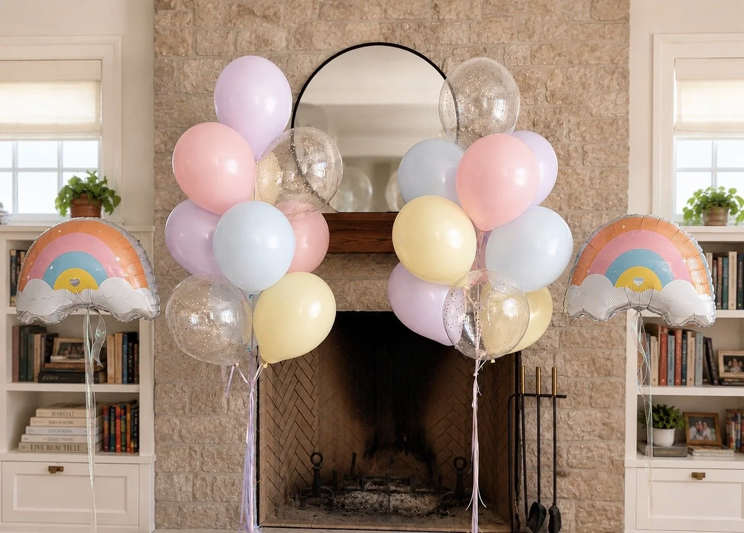 Double Pastel Rainbow Balloon Bouquet Set