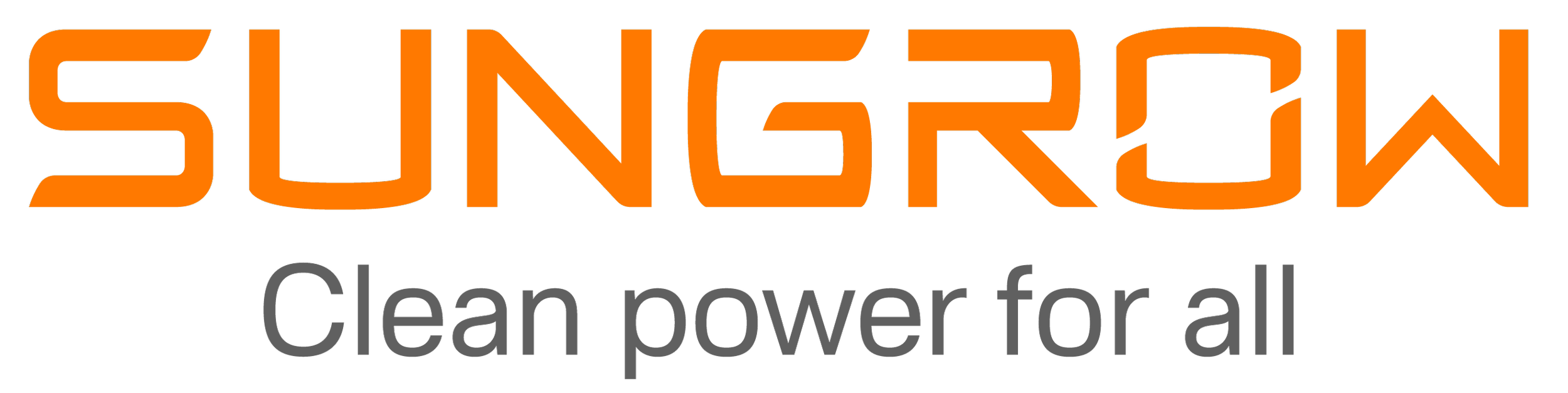 SUNGROW logo in orange and black with the slogan "Clean power for all" in gray.