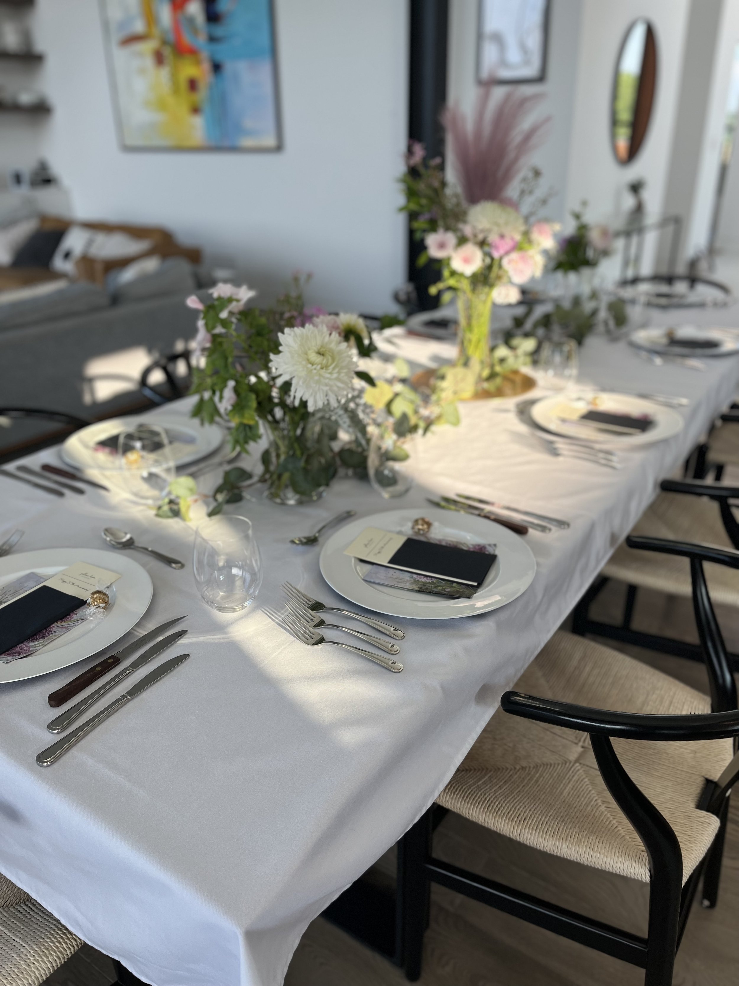 Elegantly set dining table