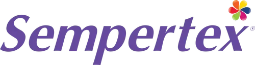 Sempertex logo with multicolored flower icon