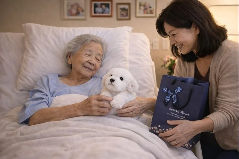 Gifting Plush to Senior Lady