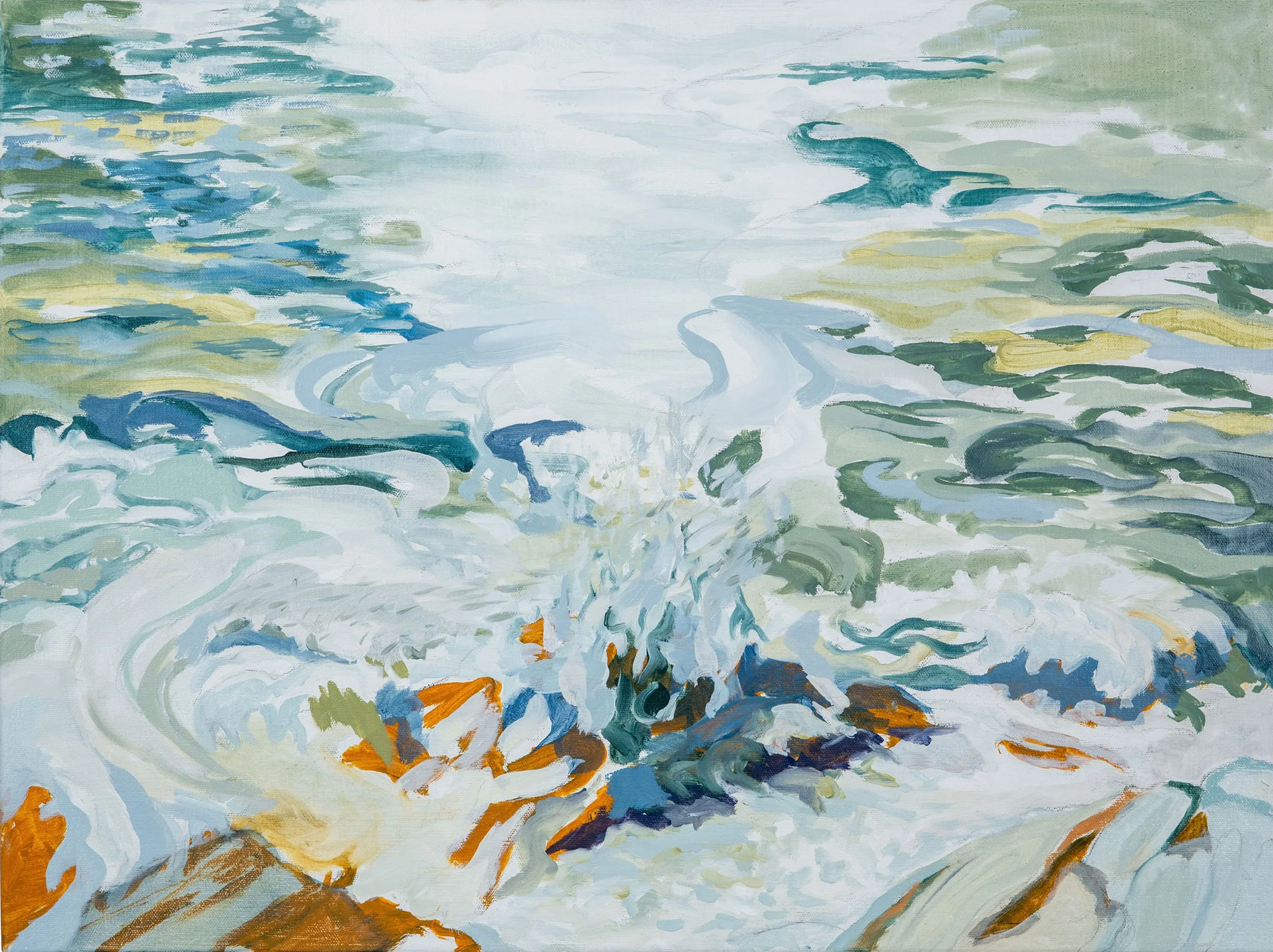 Martha Ferguson, "Ask Ocean, Fire & Water", oil on canvas, (18" x 24")
