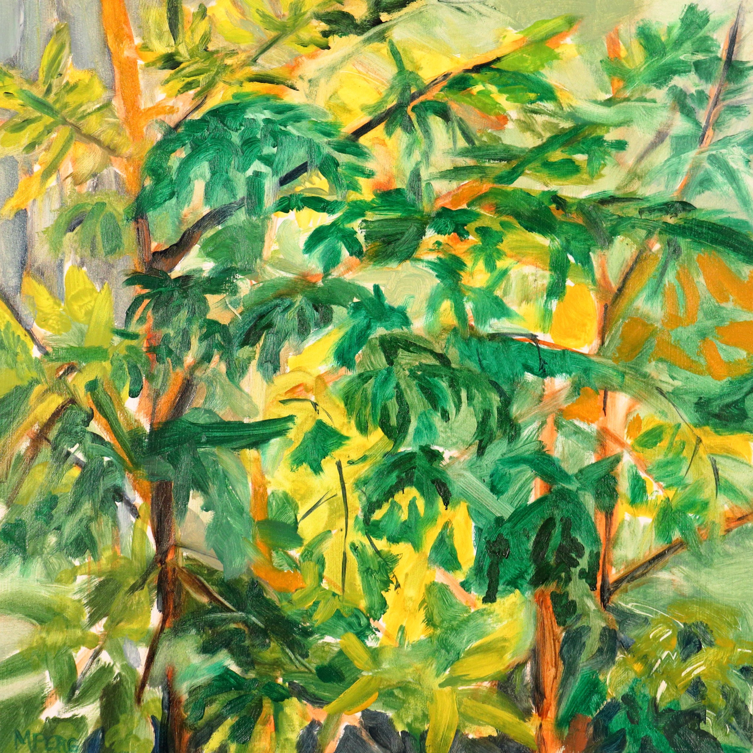 Martha Ferguson, "Smell of Pine" , oil on panel, 12" x 12"