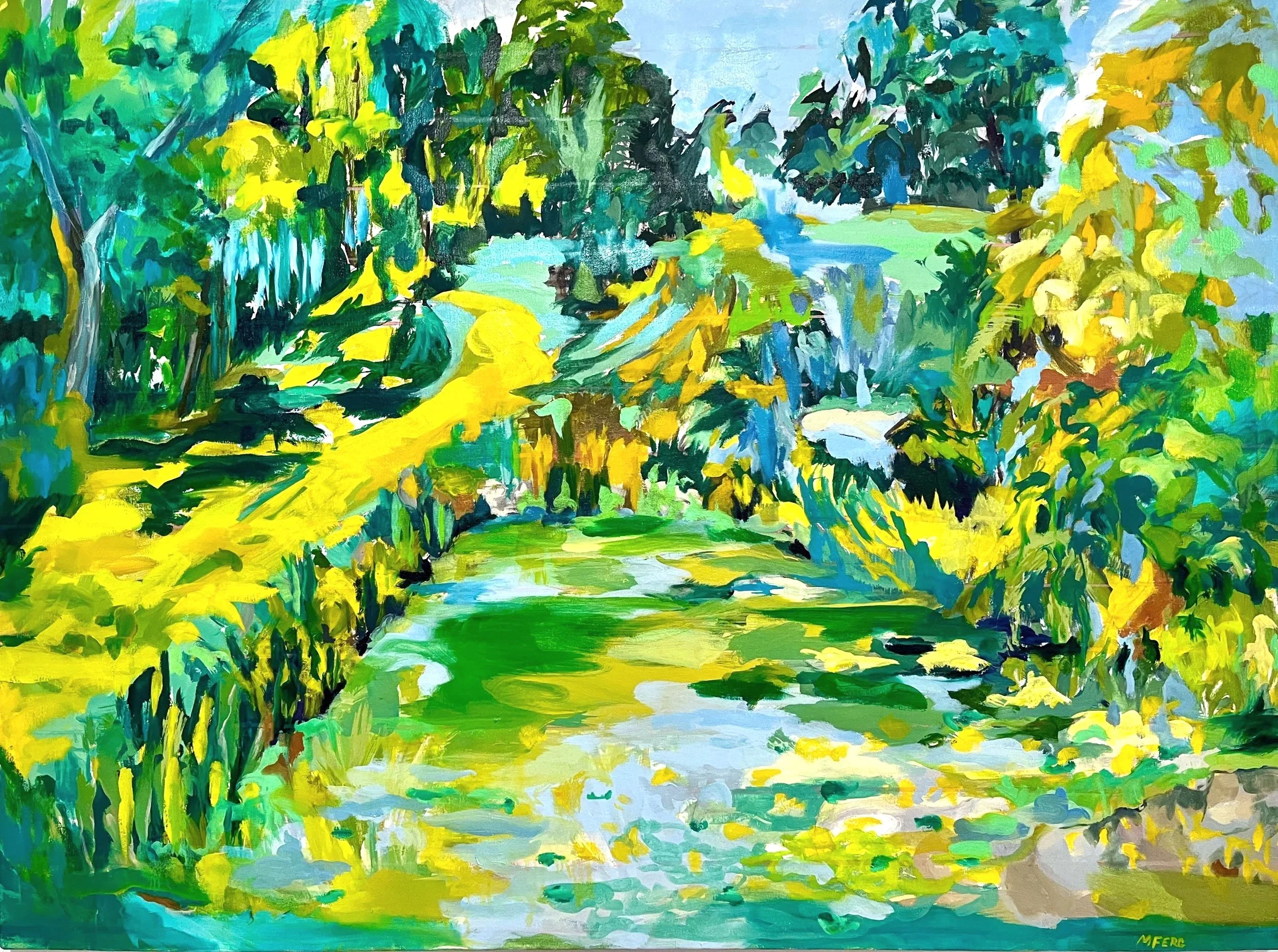 Martha Ferguson, "Cacophony in Green" , oil on canvas, 36" x 48"