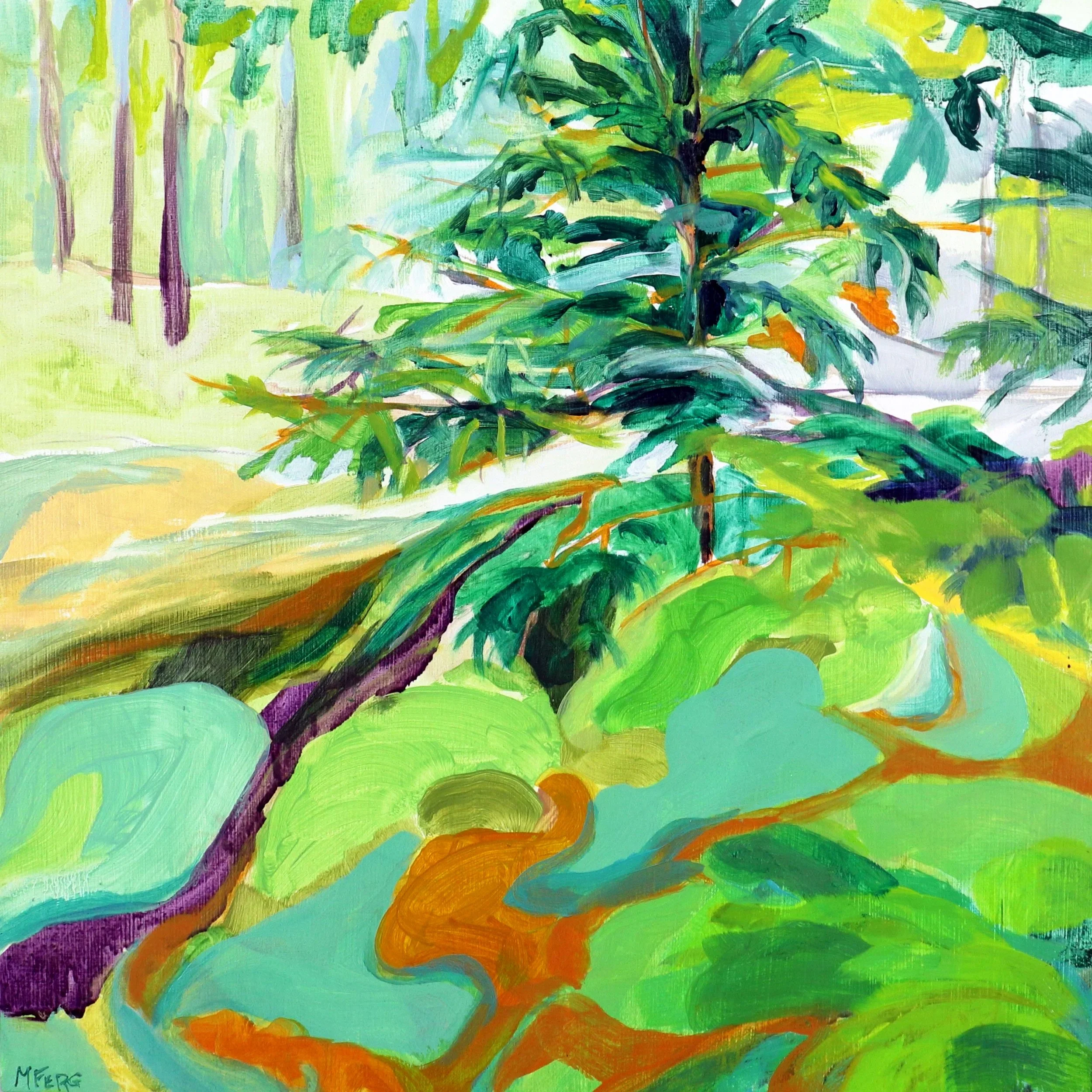 Martha Ferguson, "Moss Hill" , oil on panel, 14" x 14"