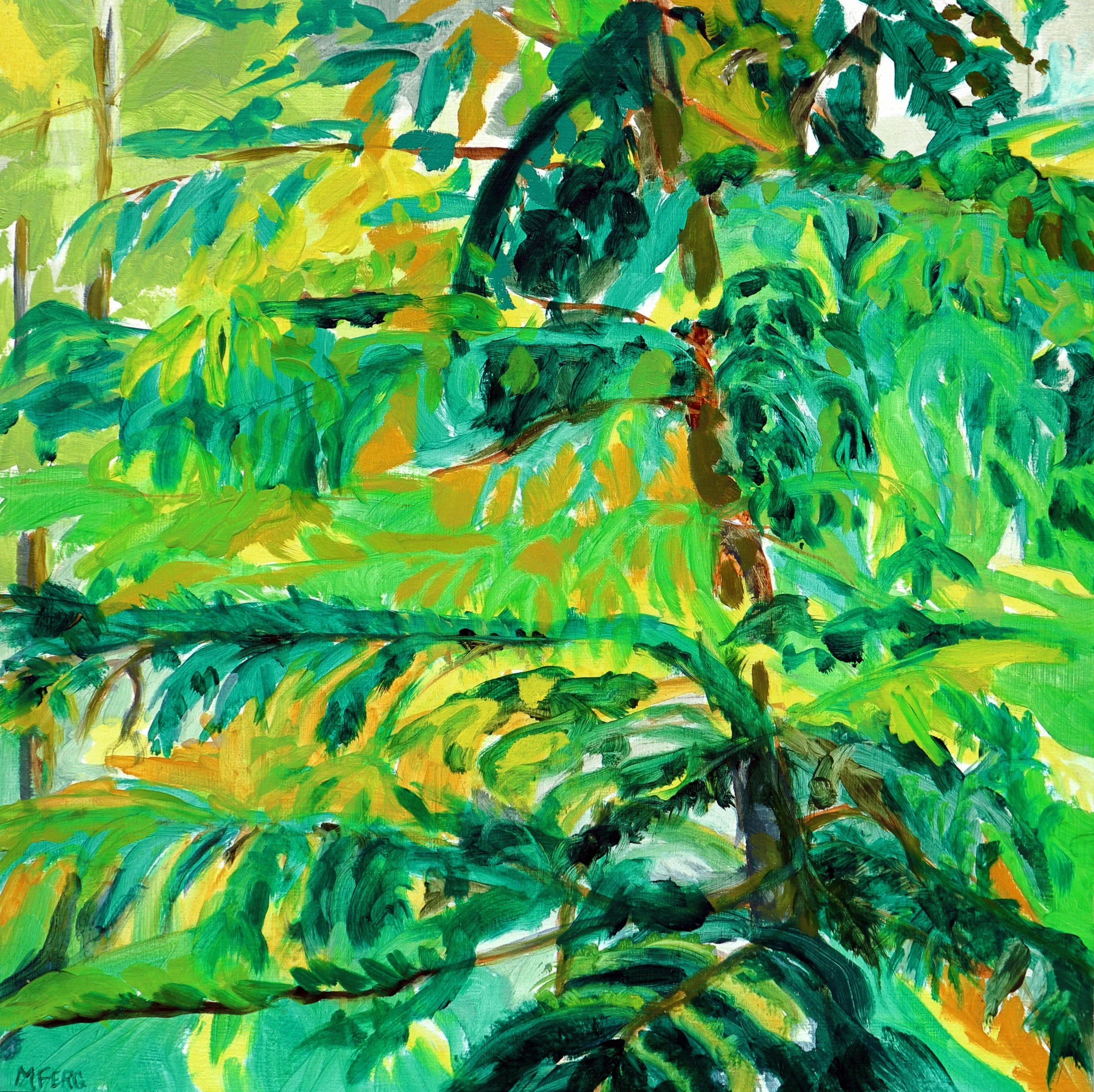 Martha Ferguson, "Lost in Pine III" , oil on panel, 14" x 14"