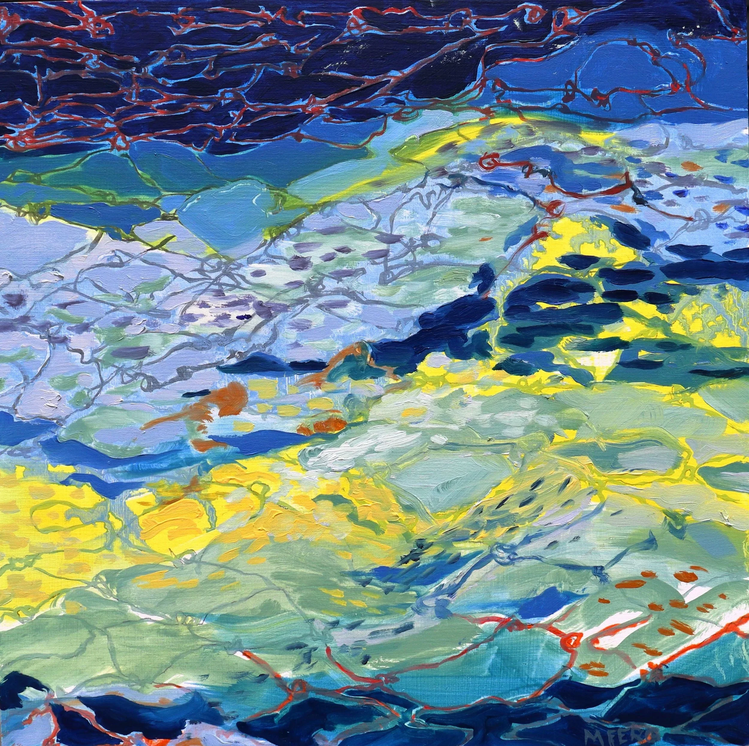 Martha Ferguson, "Casting In the Dark I" , oil on panel, 12" x 12"