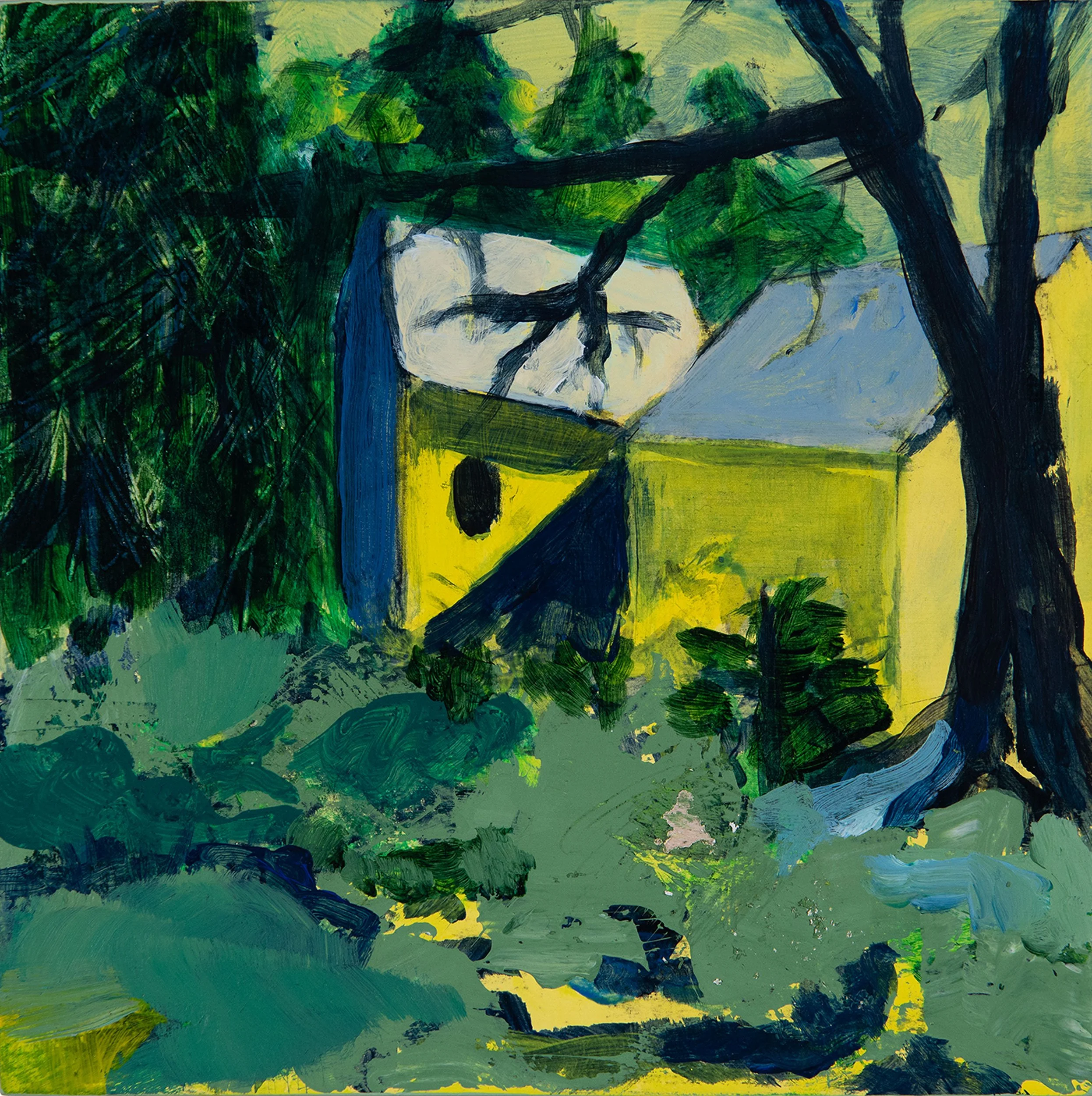 Martha Ferguson, "Forest House II", acrylic on panel, (6" x 6")