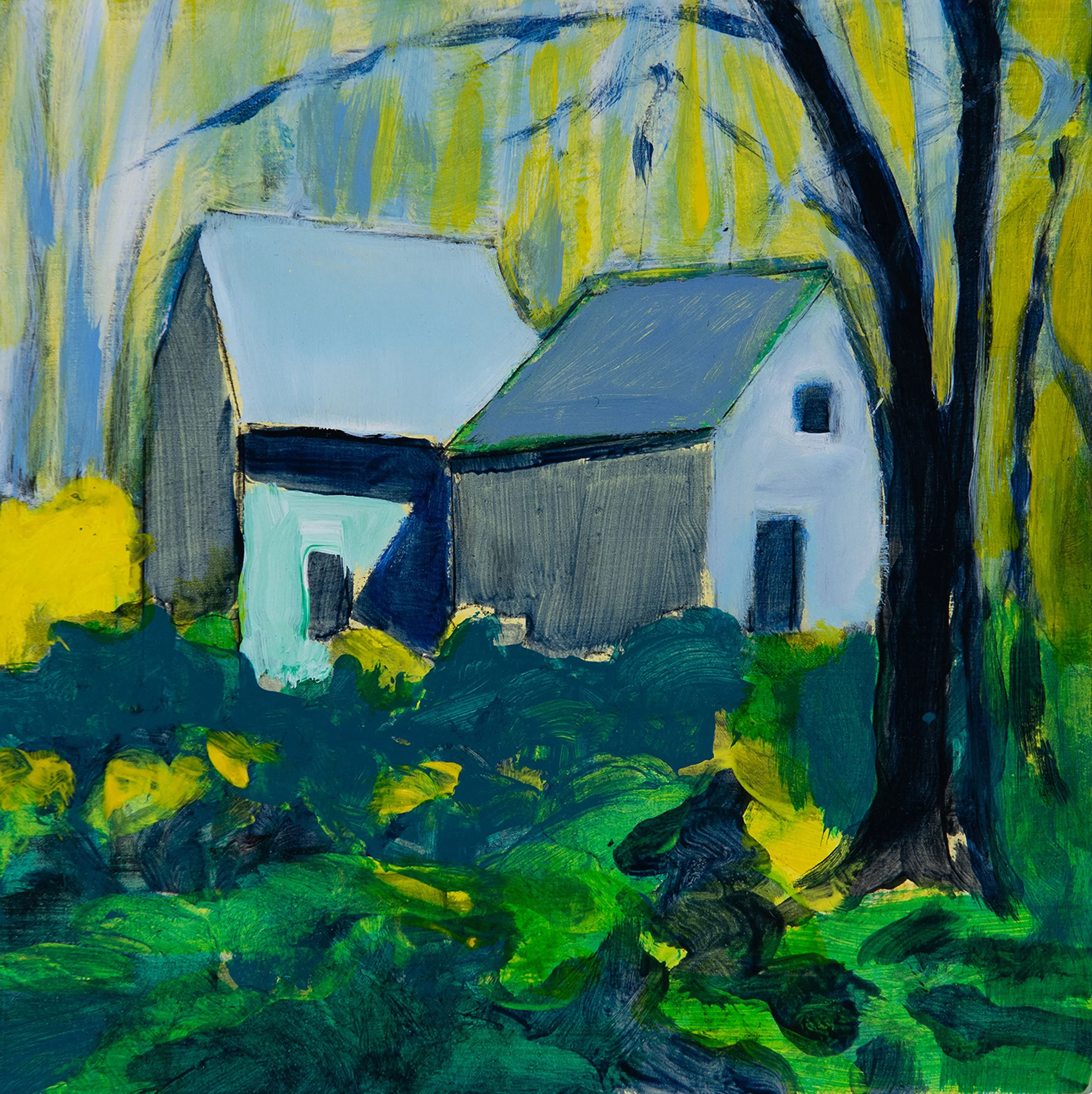 Martha Ferguson,     "Forest House I",    acrylic on panel     (6" x 6")