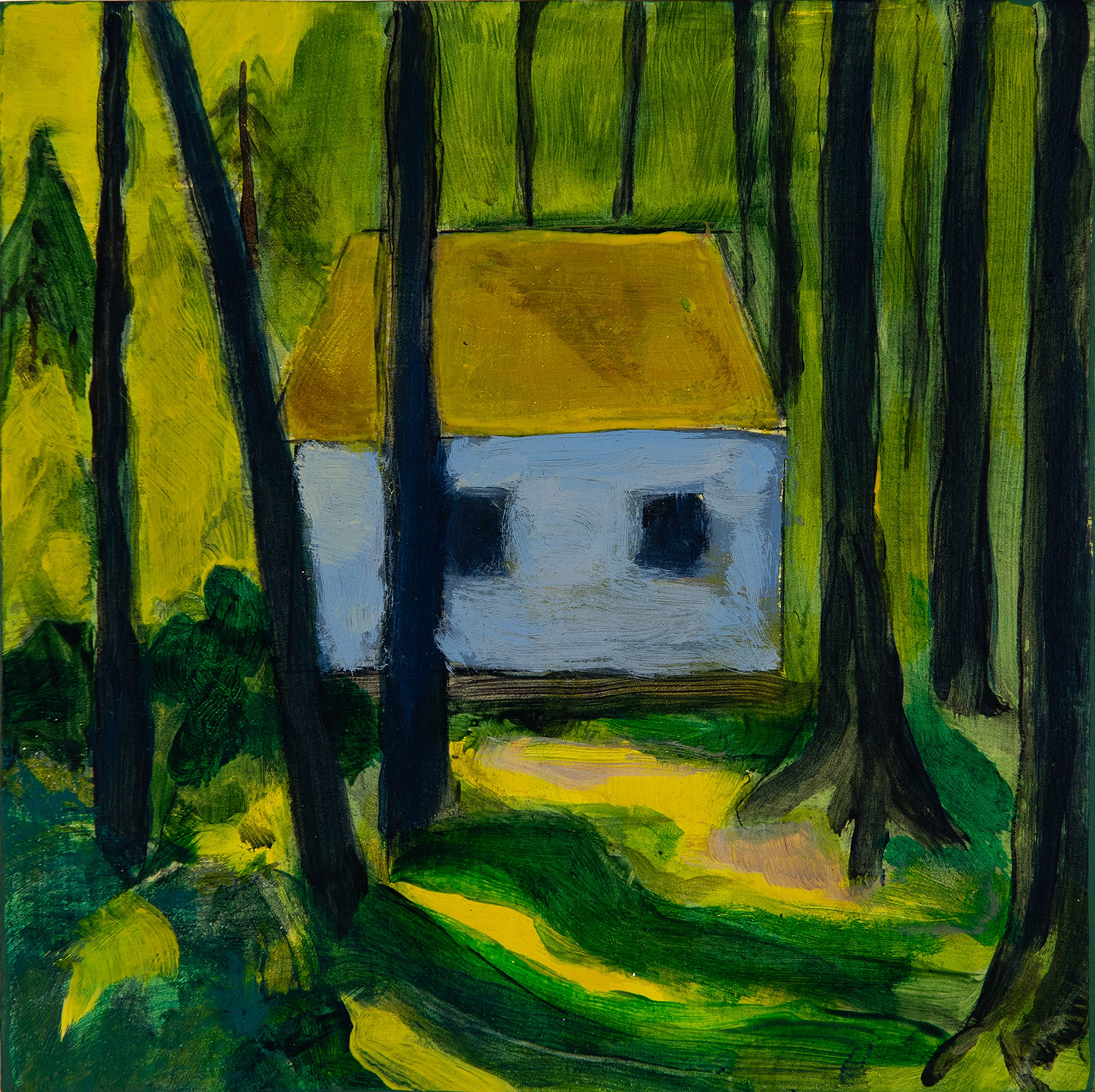 Martha Ferguson, "In The Woods", acrylic on panel, (6" x 6")