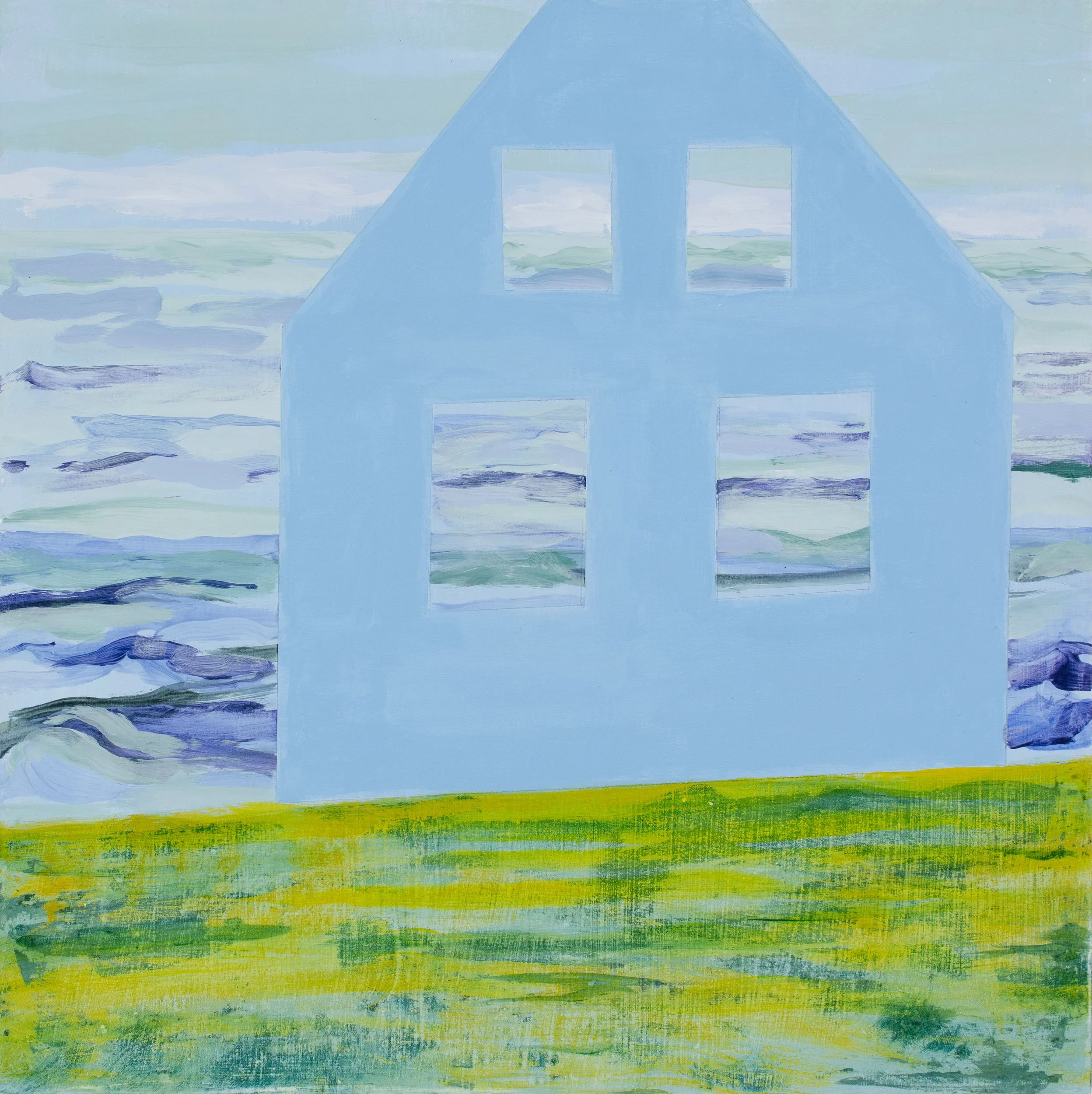 Martha Ferguson, "Sea Through House II", acrylic on wood panel (16" x 16")