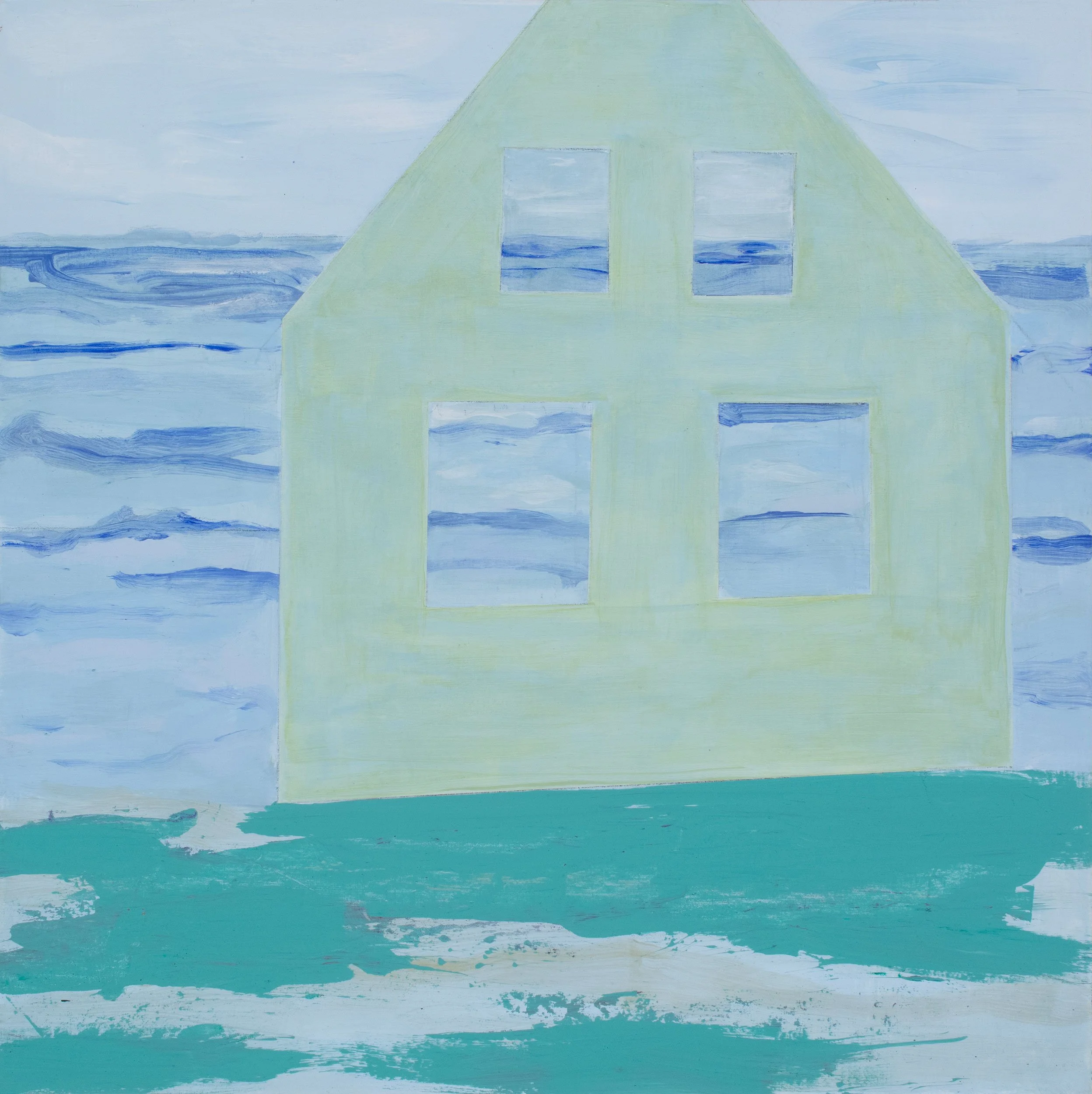 Martha Ferguson, "Sea Through House I", acrylic on wood panel (16" x 16")