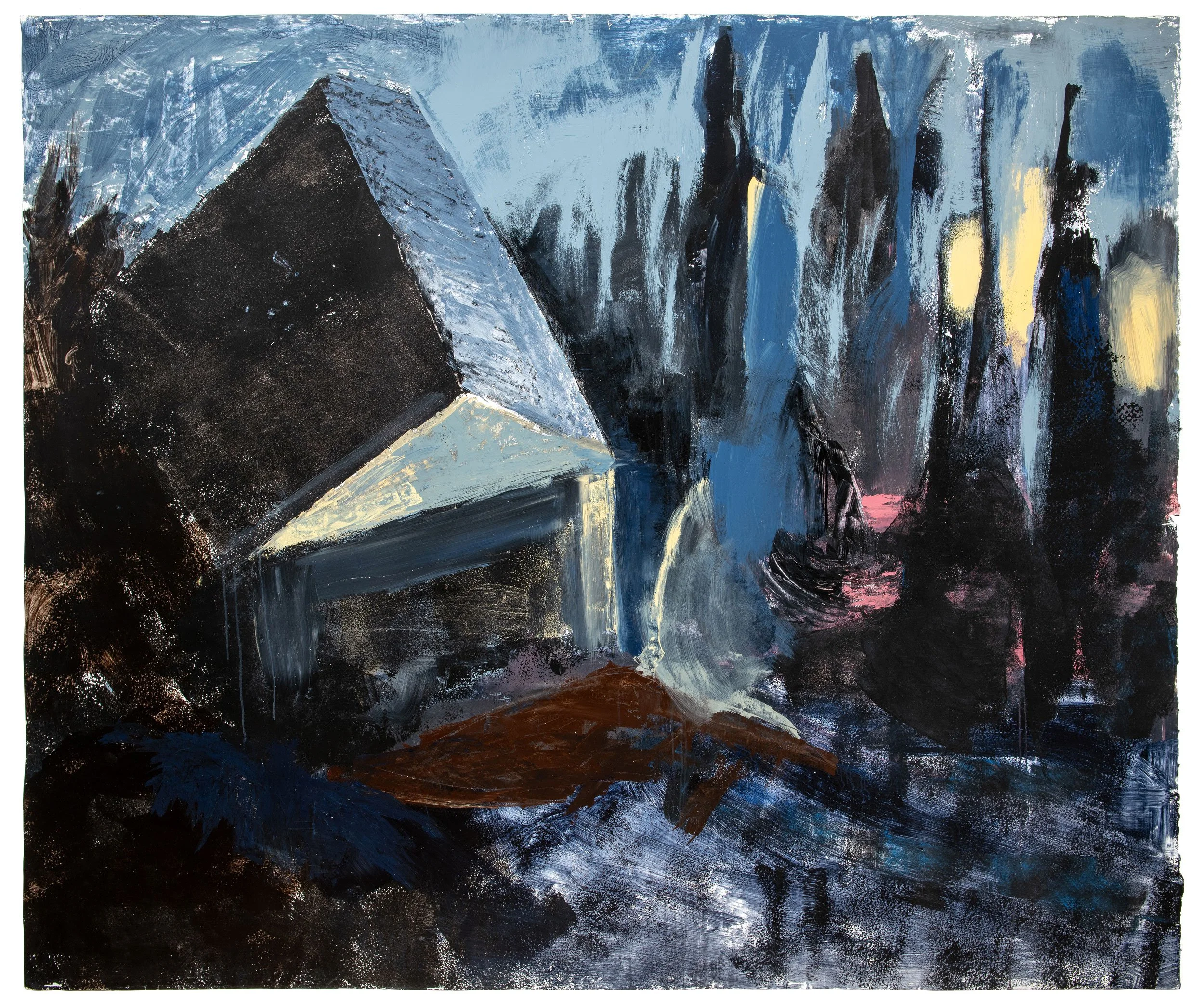 Martha Ferguson, "House On the Edge", acrylic on paper, (72" x 84")