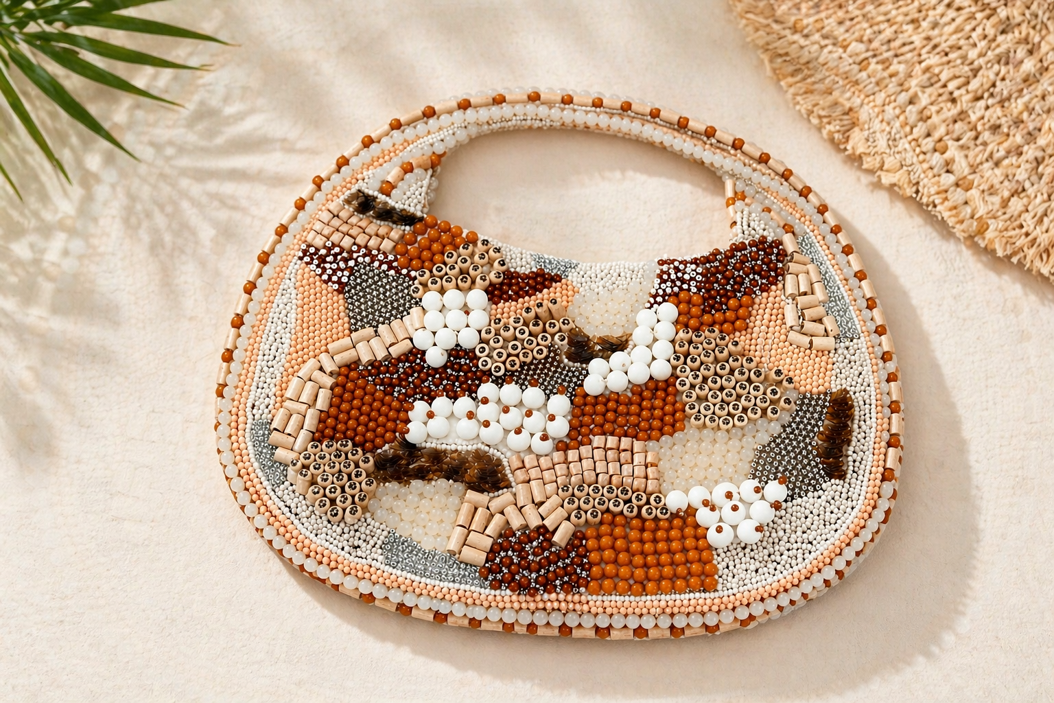Beige beaded purse