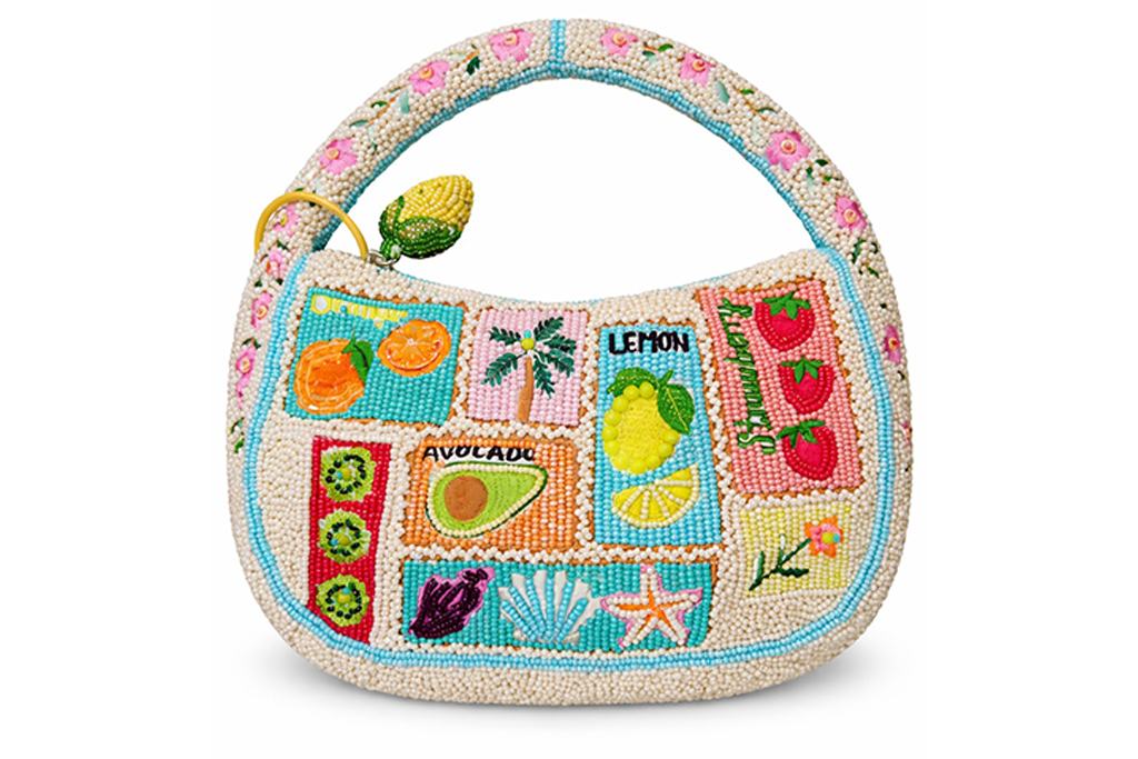 Beaded purse- avocado, strawberry, lemon design