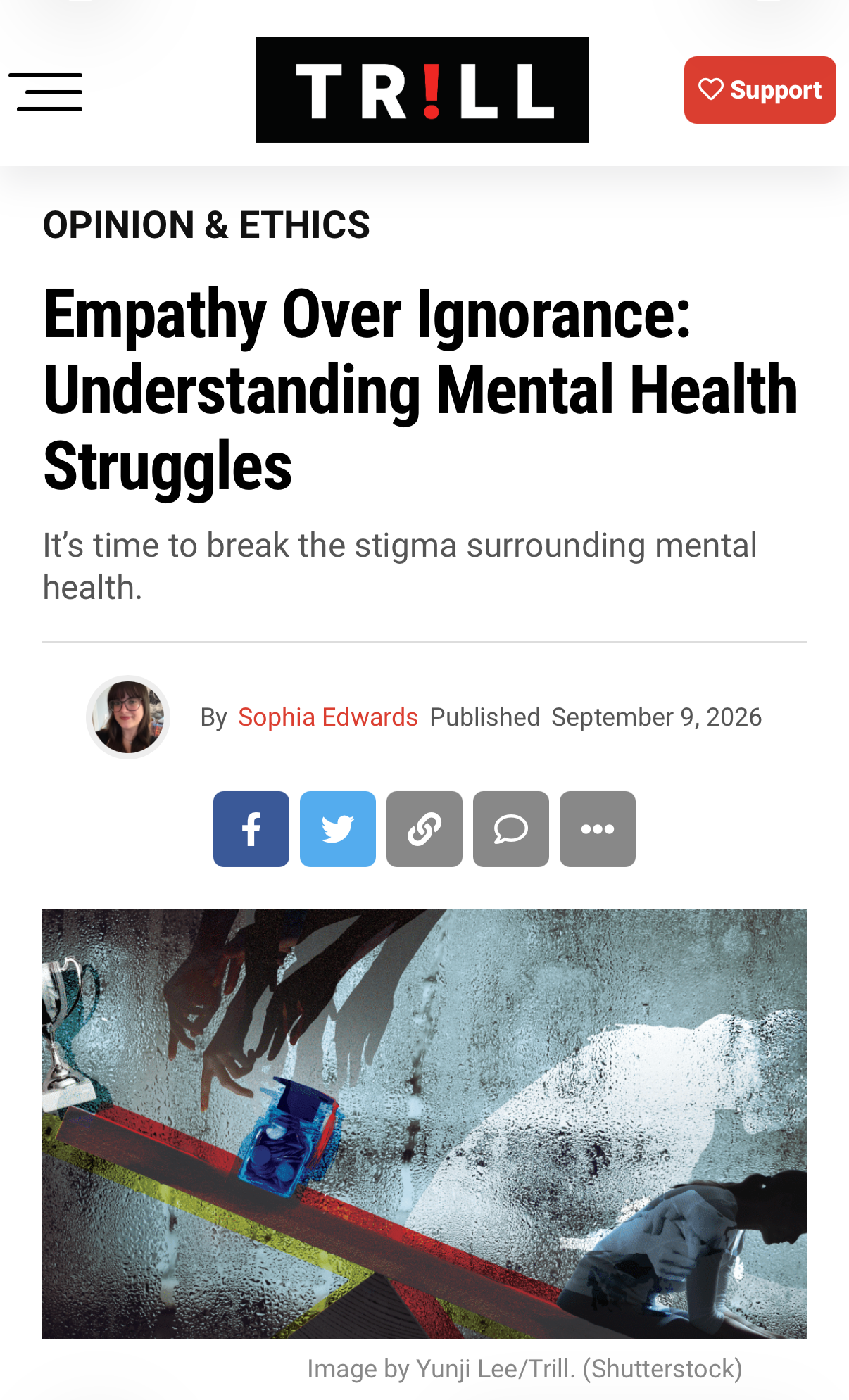 Trill Magazine article titled Empathy Over Ignorance: Understanding Mental Health Struggles