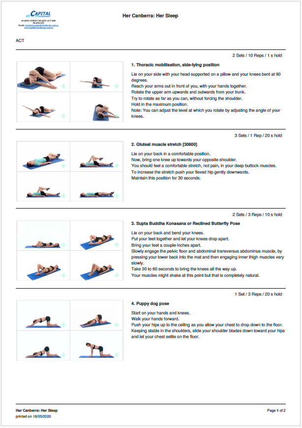 Sleep stretches handout demonstrating step-by-step exercises to reduce tension and support better sleep.