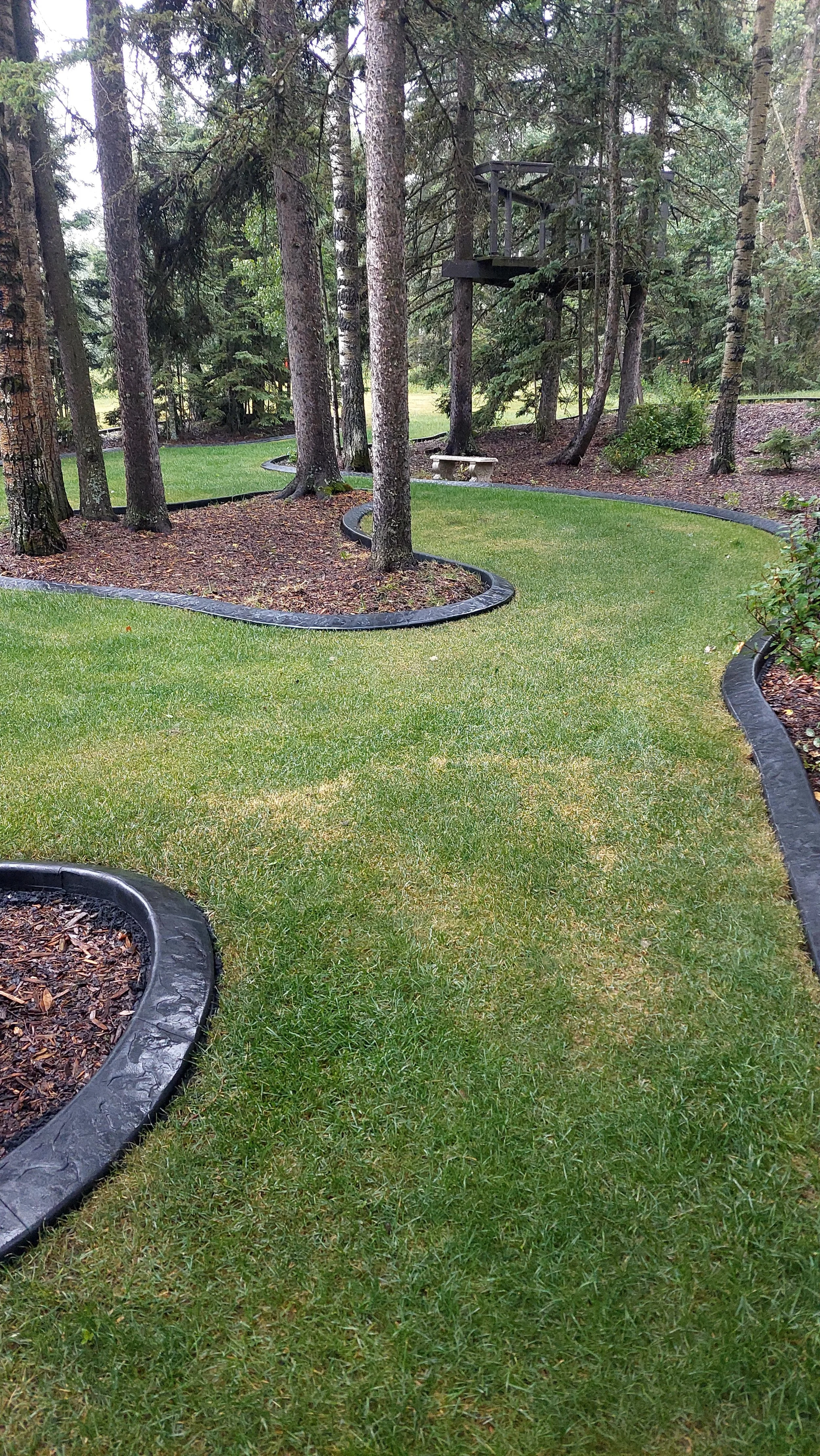 Another photo of charcoal slate concrete curbing separating areas