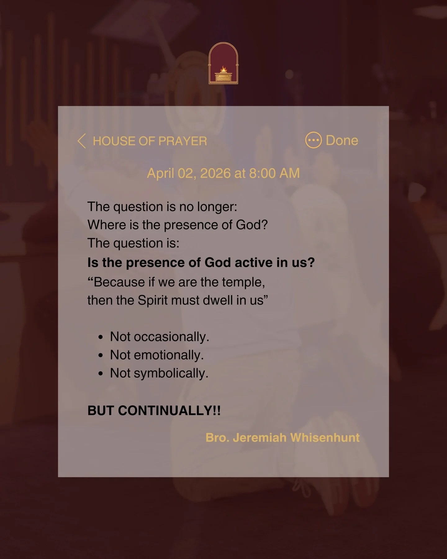 TO DWELL

&ldquo;And the Word became flesh and dwelt among us, and we beheld His glory, the glory as of the only begotten of the Father, full of grace and truth&rdquo; - John 1:14 

#church #pentecostal #englishservices #sermonnotes