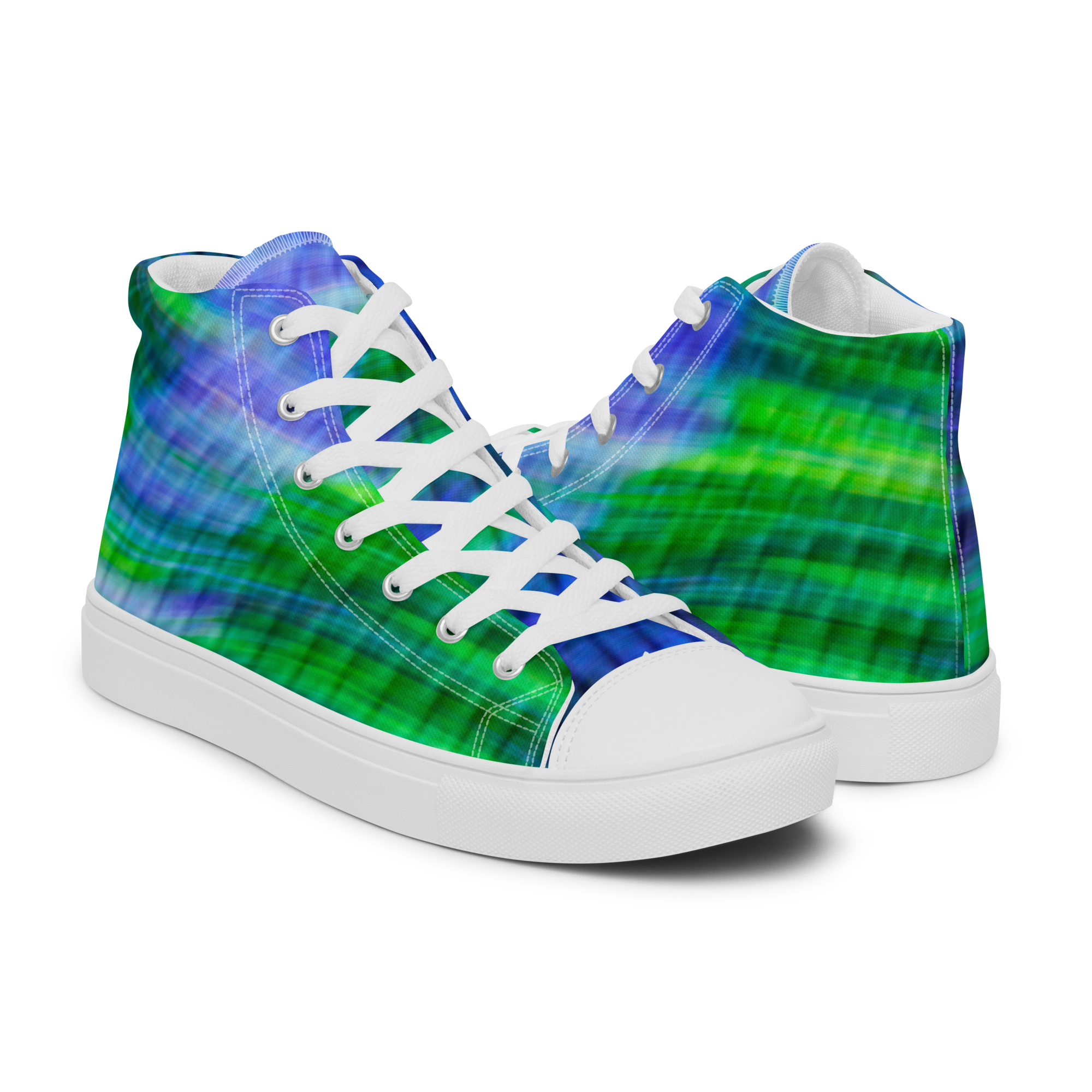 Blue & Green High-Top Canvas Shoes