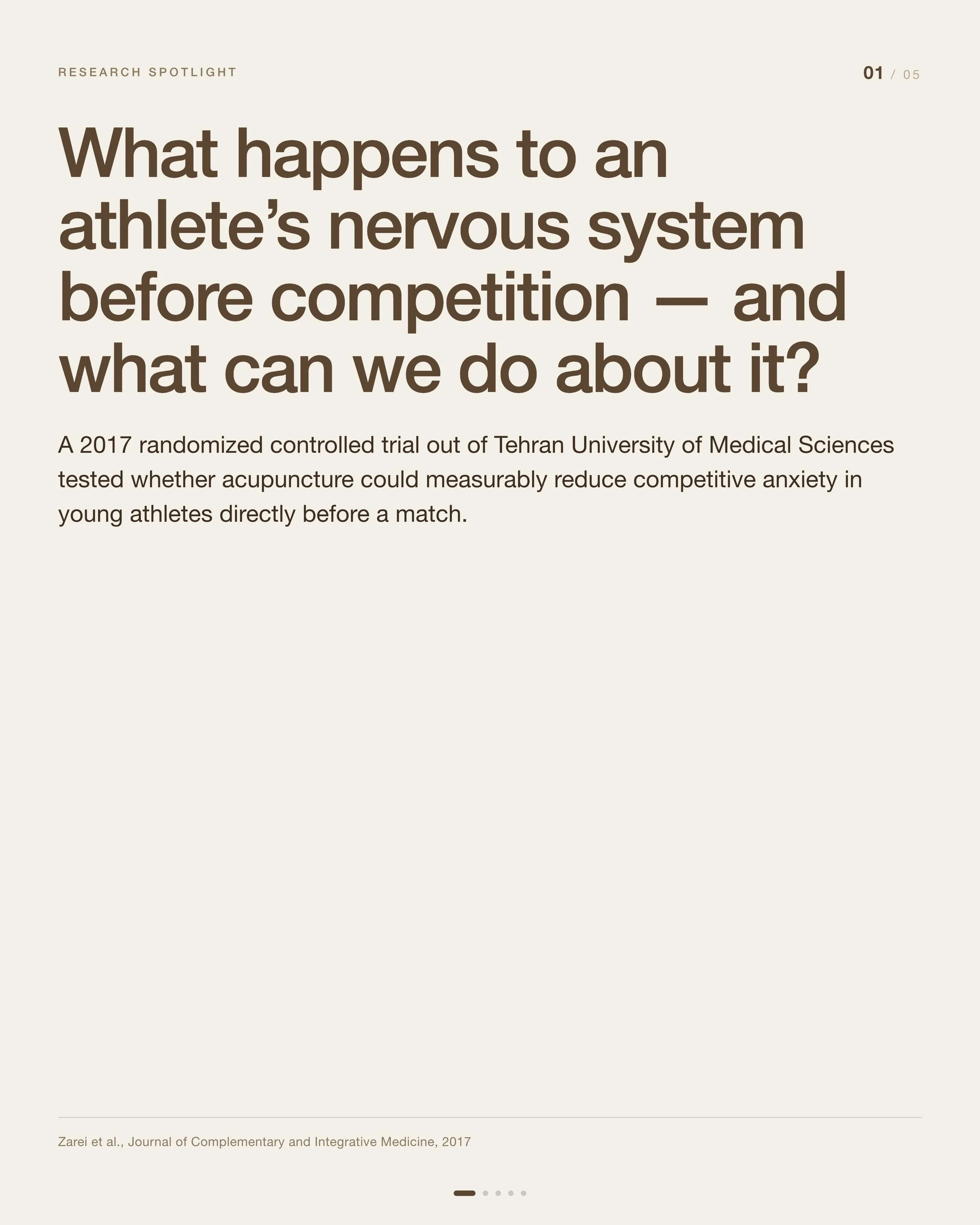 A 2017 randomized controlled trial tested something most sports medicine programs still haven&rsquo;t caught up to.
30 competitive football players. Split into two groups. One received acupuncture before competition. One received sham treatment. Both
