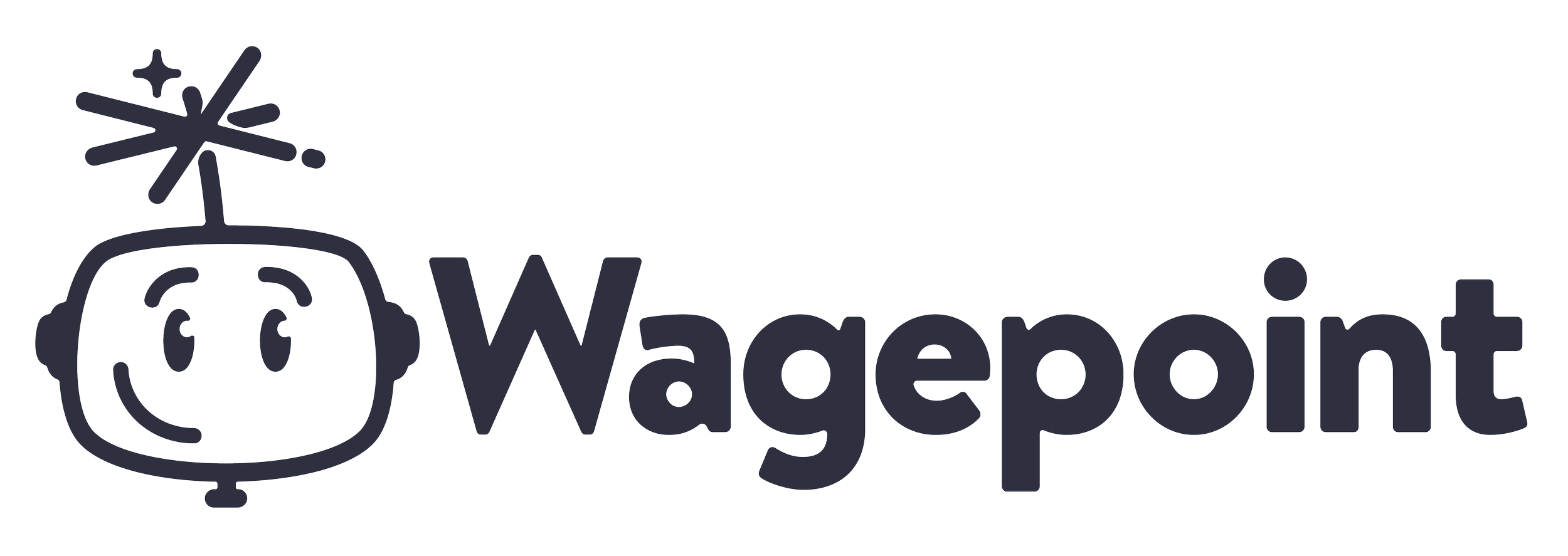 Wagepoint logo consisting of a cartoonish robot dog face with a spark on its head and the word 'Wagepoint' beside it.