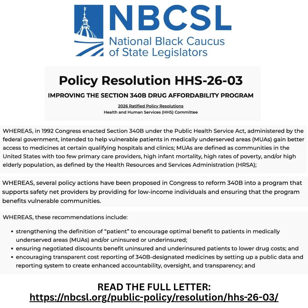CHAIN applauds the National Black Caucus of State Legislators for ratifying HHS-26-03, &ldquo;Improving the Section 340B Drug Affordability Program,&rdquo; sponsored by @repbillymitchell from Georgia. 

This resolution makes clear that 340B should wo