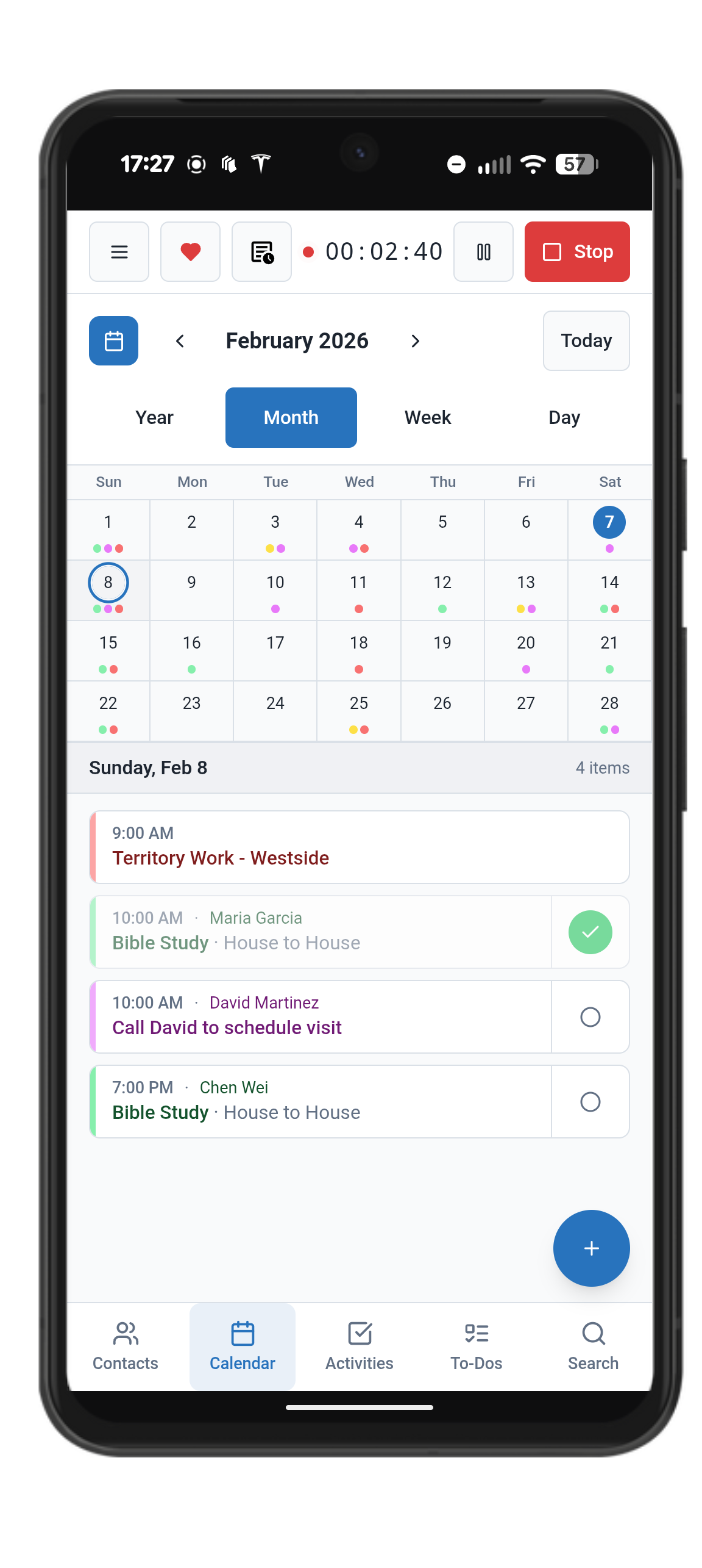 Year, Month, Week, and Day Schedule