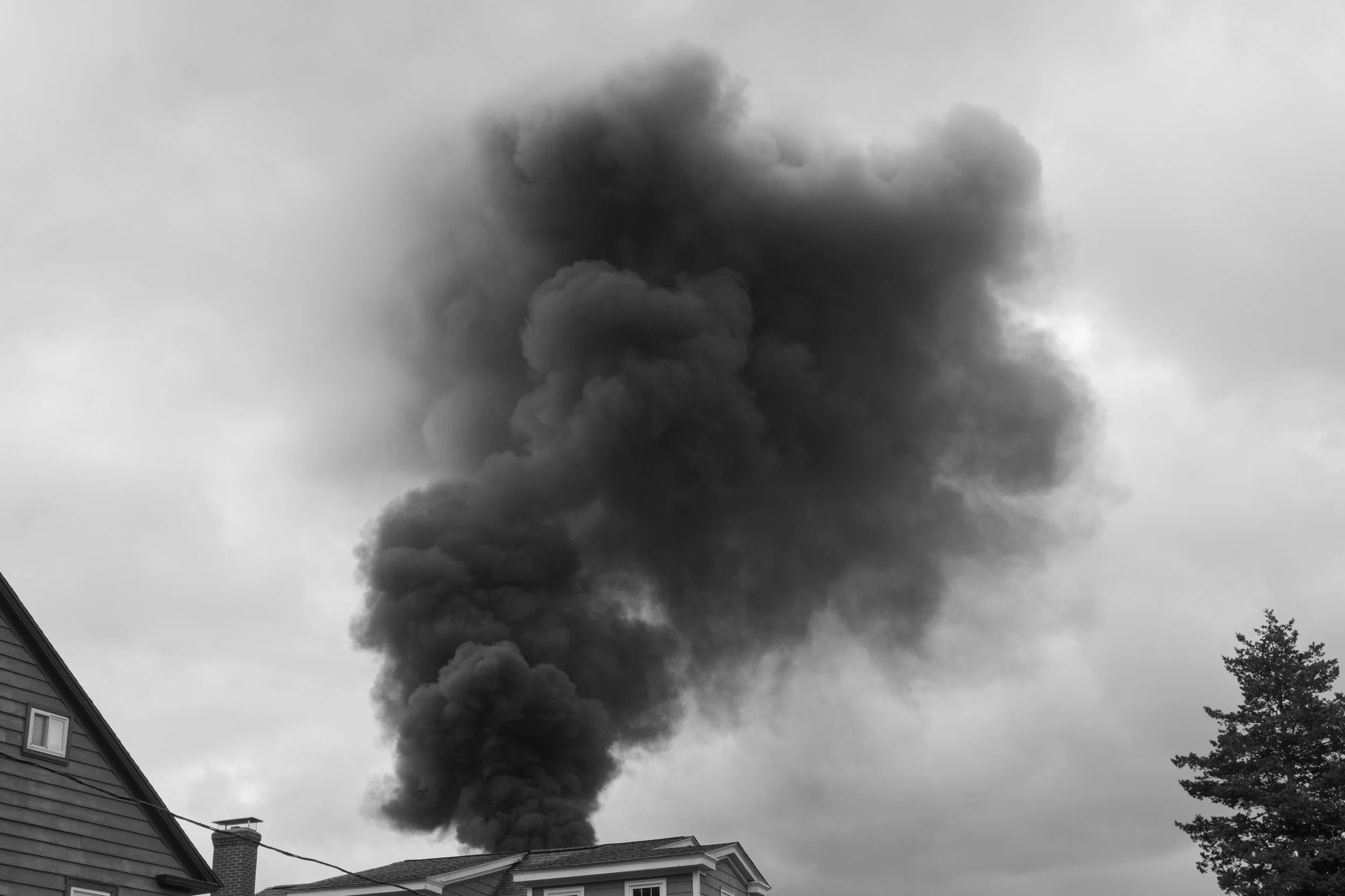 Smoke from a nearby school construction fire Worcester, MA