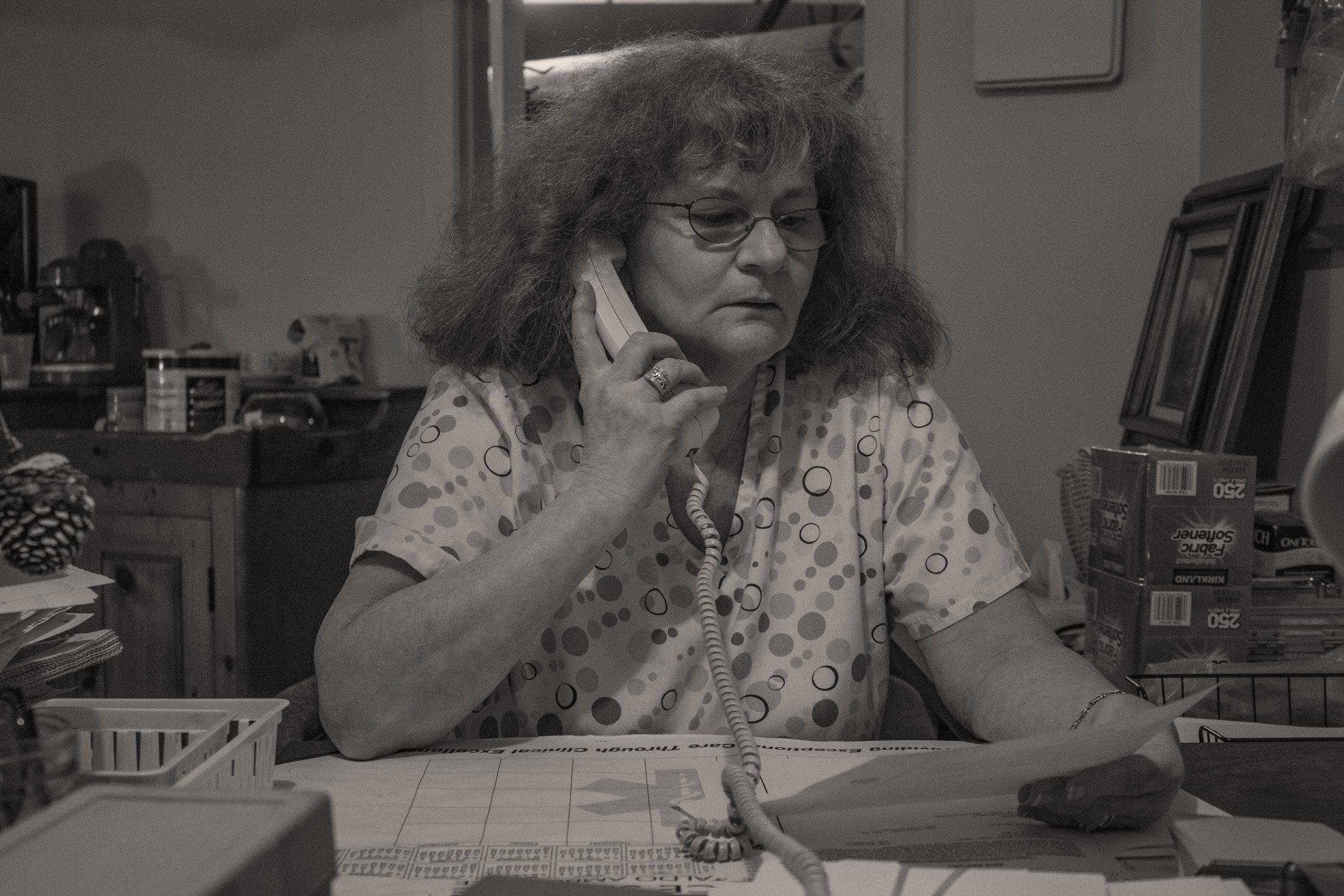 Woman takes call