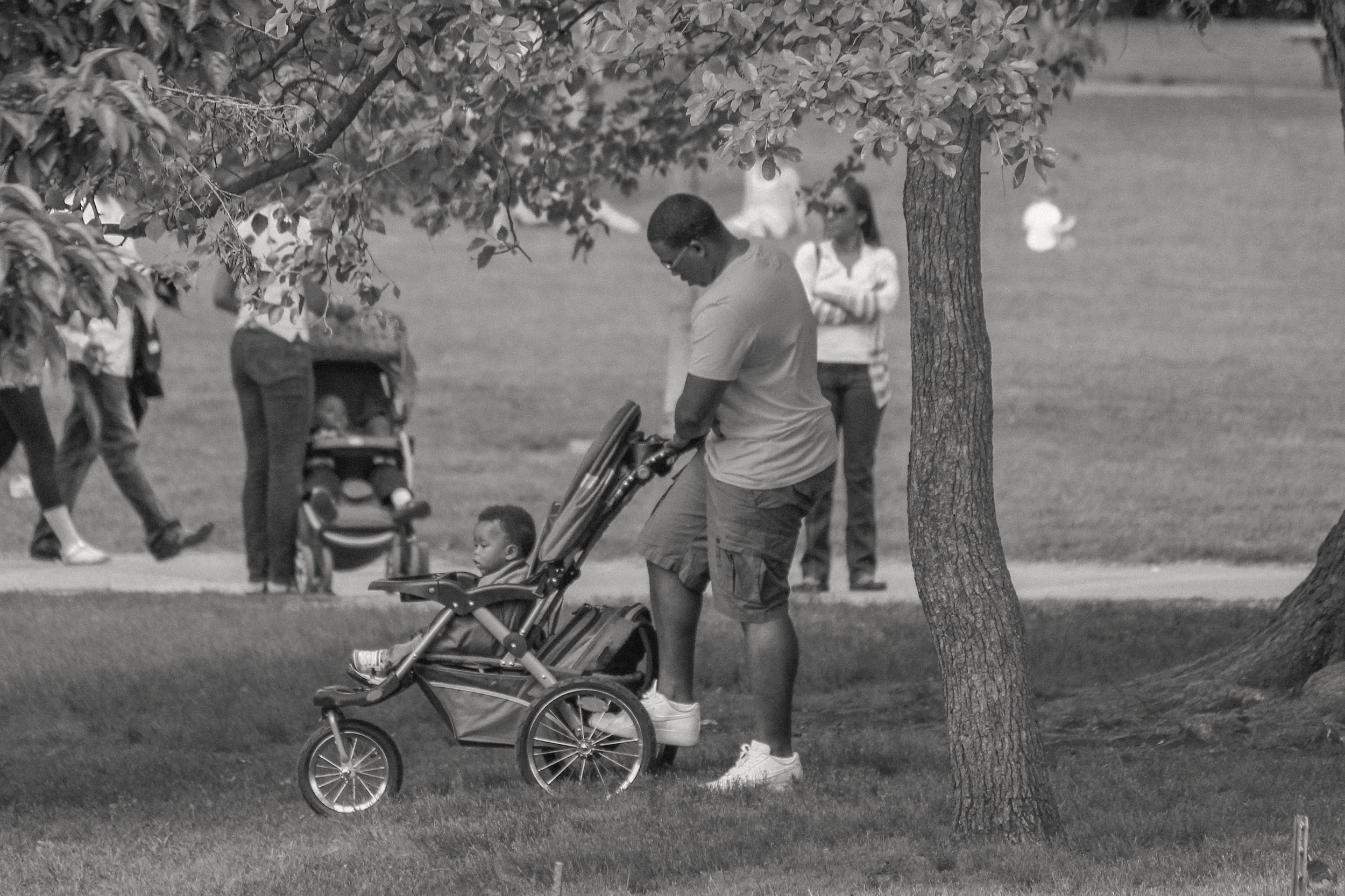 Man at park with son
