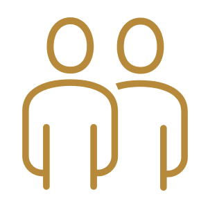 Line drawing of two people standing side by side.