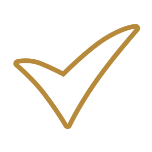 Gold checkmark inside a black circle