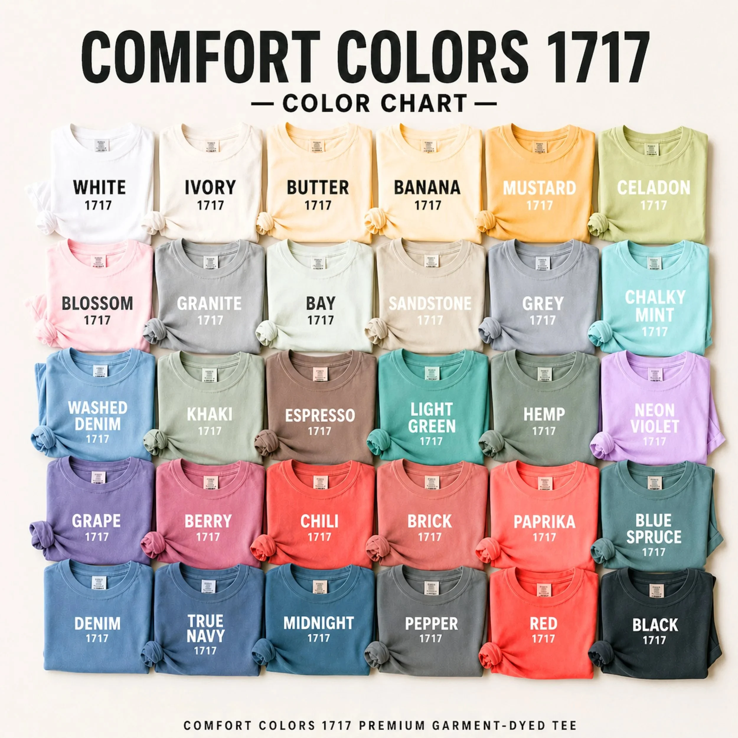 comfort colors chart of colors