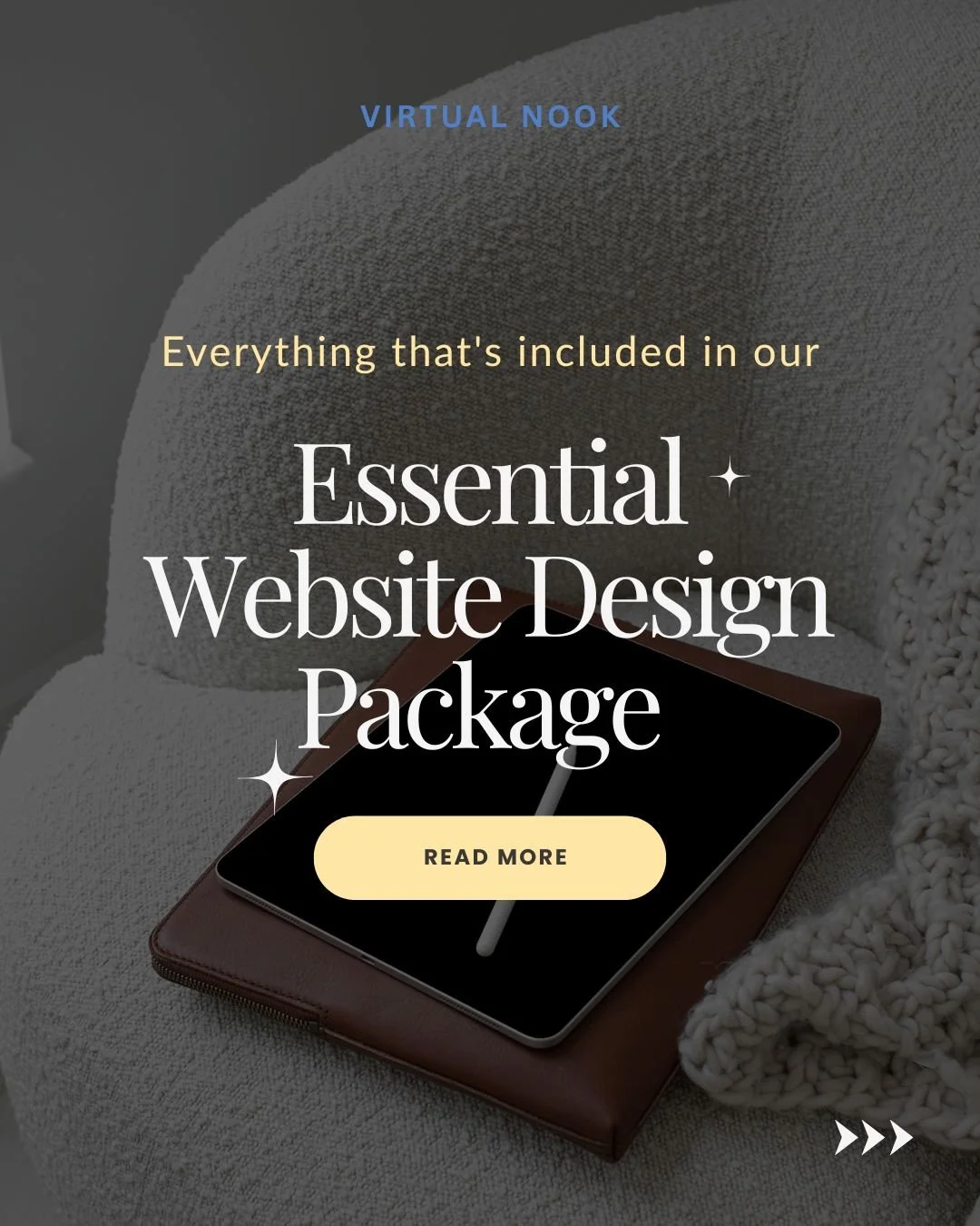 Our **Essential Website Package** has been designed to give service-based businesses everything they need to launch with confidence.

For **$1,200**, you'll receive:

✨ A professionally designed 4-page website
✨ Up to 1,200 words of website copy
✨ Co