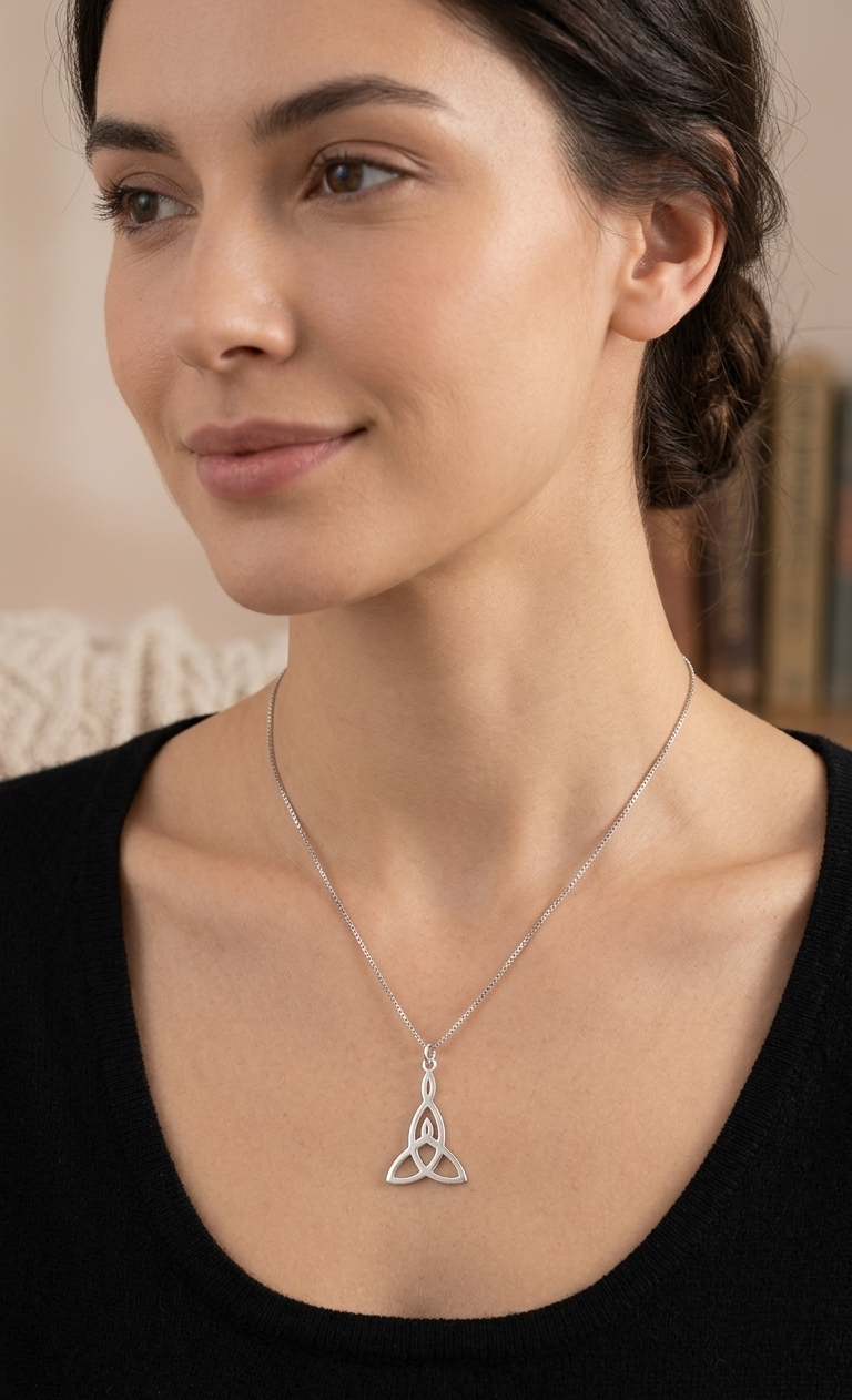 Silver Celtic Mother Child Knot Necklace
