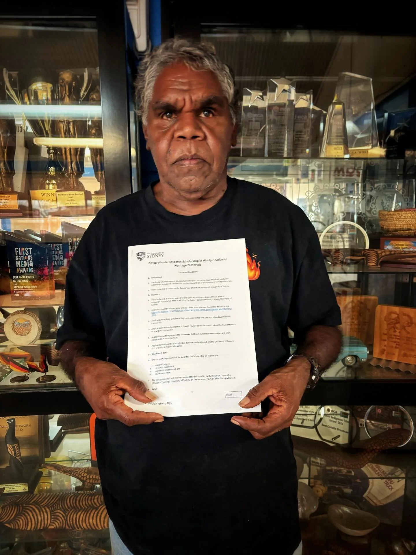 Making history! Today we celebrate proud and deadly Warlpiri man Simon &lsquo;Japangardi&rsquo; Fisher and his academic achievements as he&rsquo;s officially enrolled into a full PhD Scholarship with @sydney_uni in Warlpiri Cultural Heritage Material