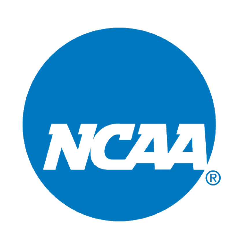 NCAA logo with blue circle background and black text