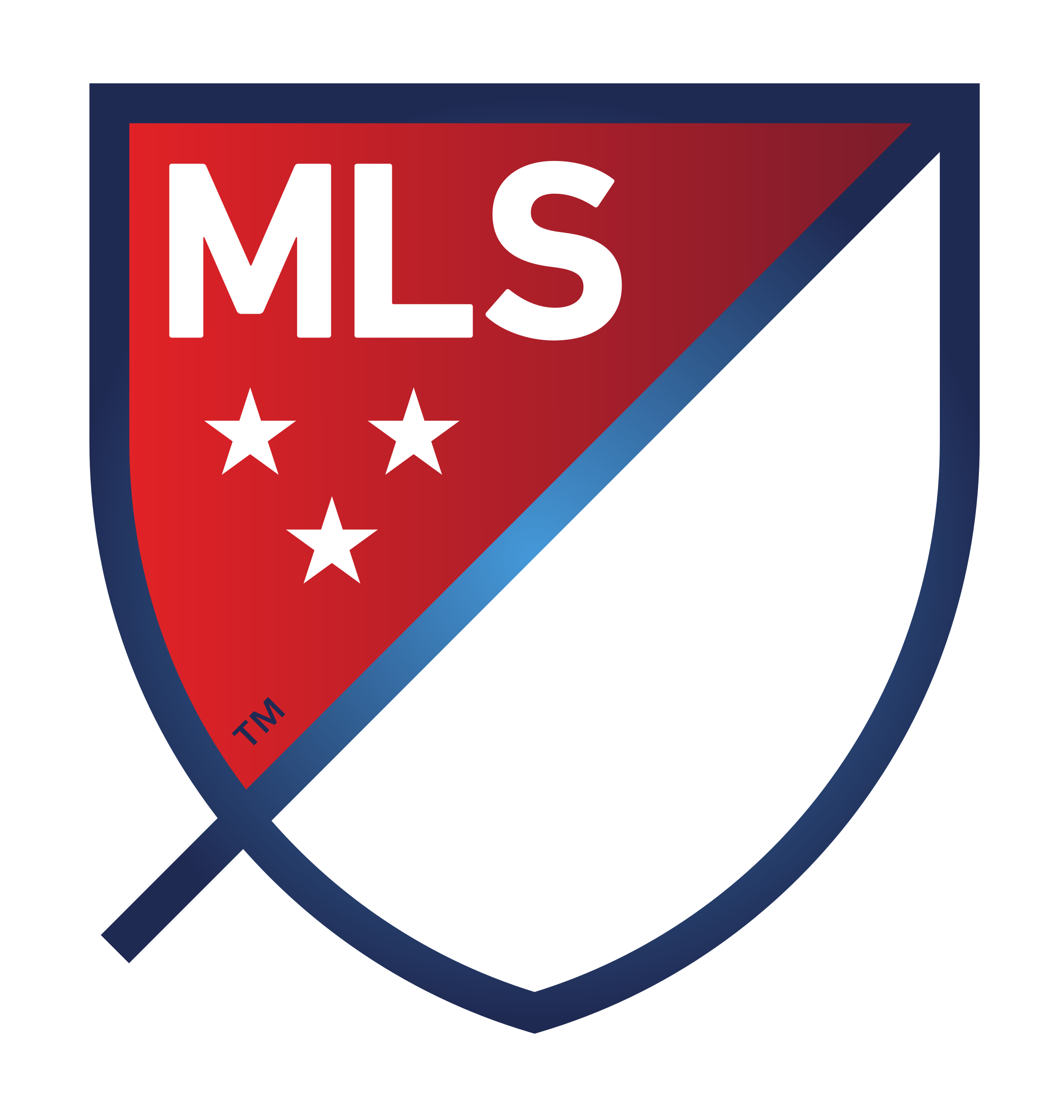 MLS shield logo with red and blue colors, featuring four white stars and the letters 'MLS' at the top left.