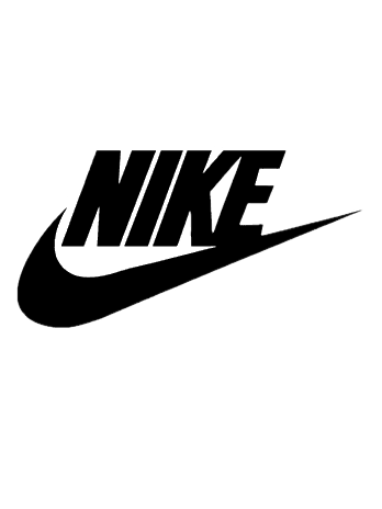 Black and white Nike logo with a swoosh and stylized text