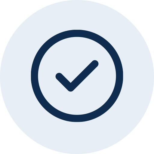 A checkmark inside a circle indicating completion or approval.