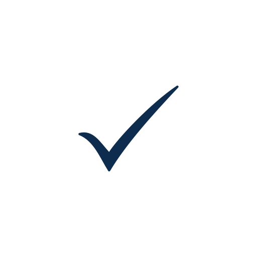 Black checkmark inside a circle on a white background.
