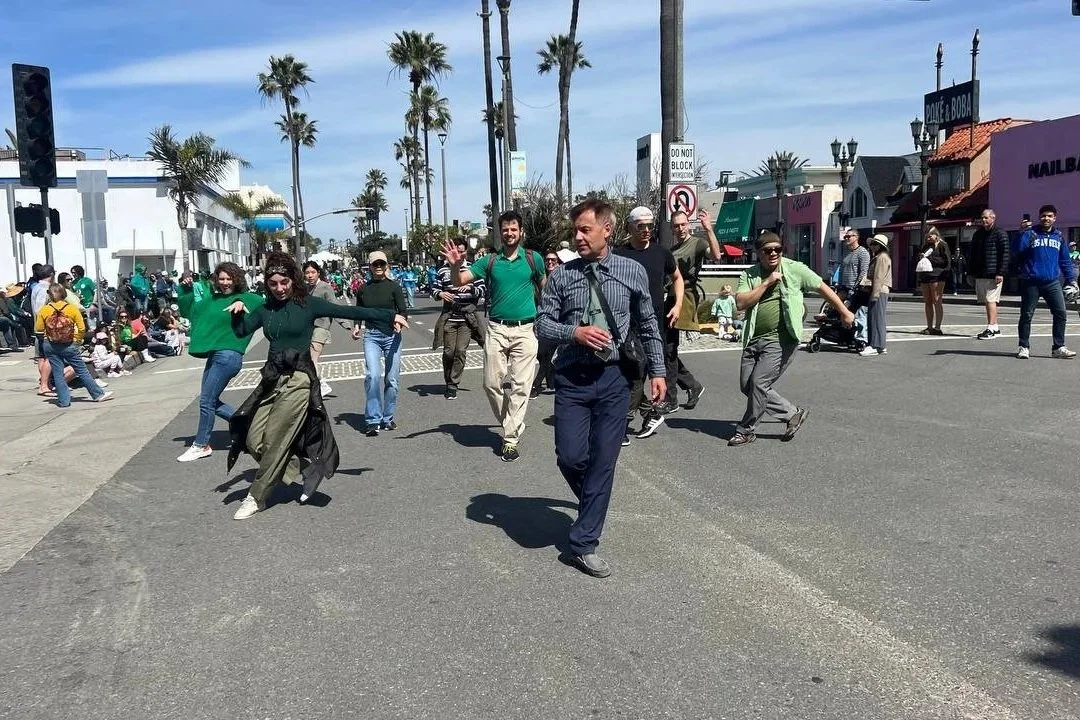 YCD Studio dancers performing in the 2025 St. Patrick’s Day Parade in Hermosa Beach