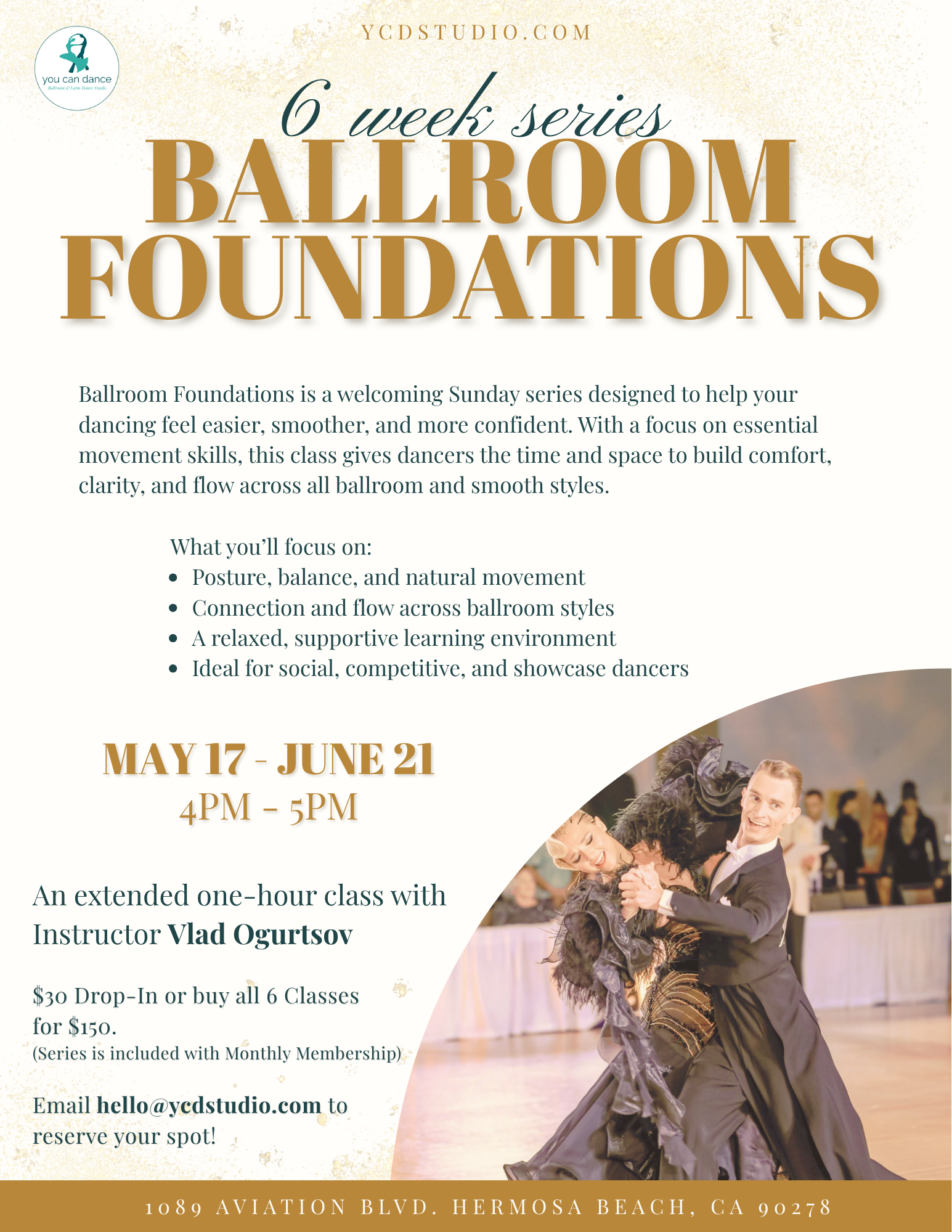 Ballroom Series Class Flyer with ballroom dance couple