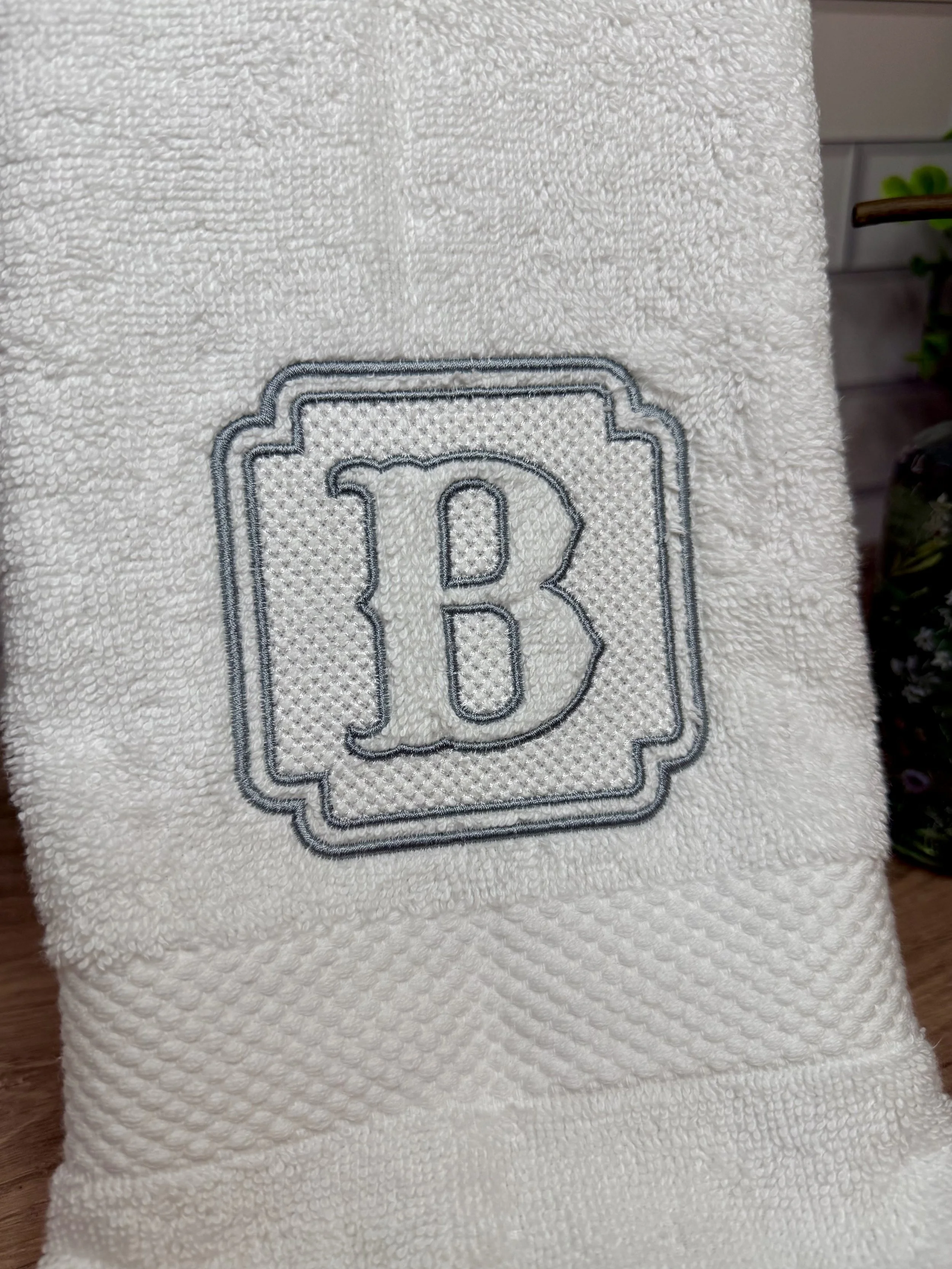 custom initial hand towel