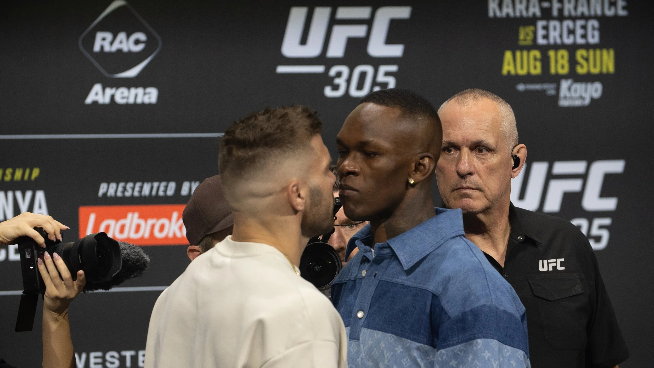 Dricus Du Plessis and Israel Adesanya at UFC 305
