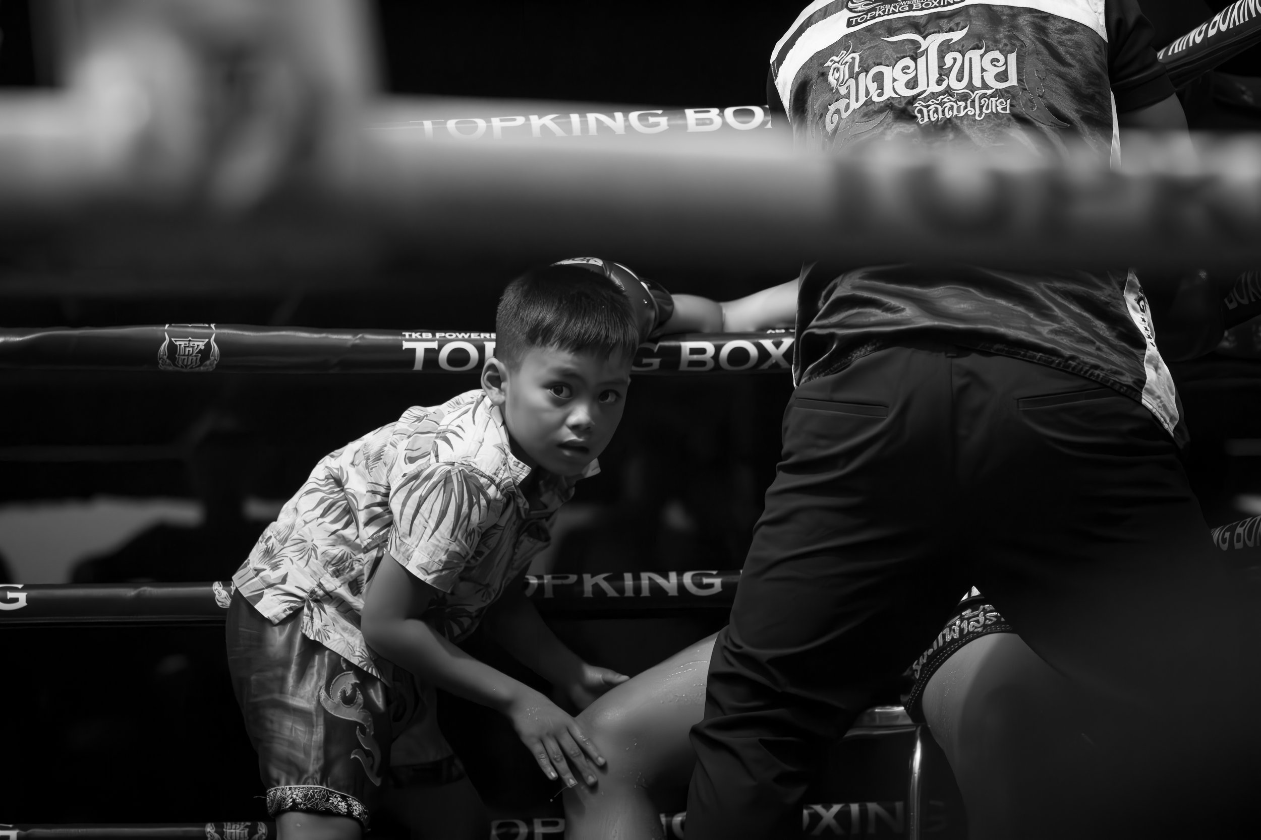 Elite cornerman at Muay Thai fight in Patong, Thailand