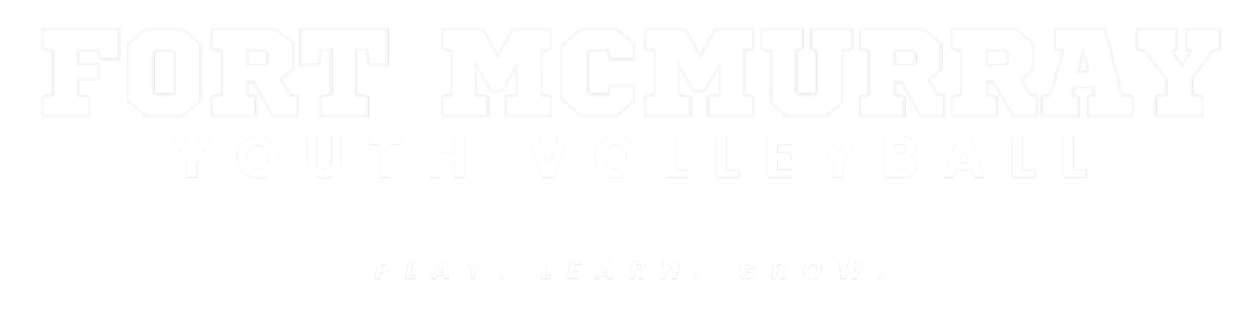 Logo for Fort McMuray Youth Volleyball with the tagline 'Play. Learn. Grow.'